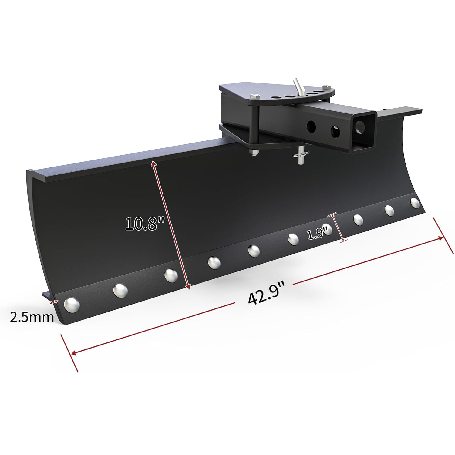 Side view of YITAMOTOR® ATV/UTV Scrape Blade Implement 42" Tow Behind Box Scraper 2" Inside Diameter Fits ATV/UTV Manual Implement Lift