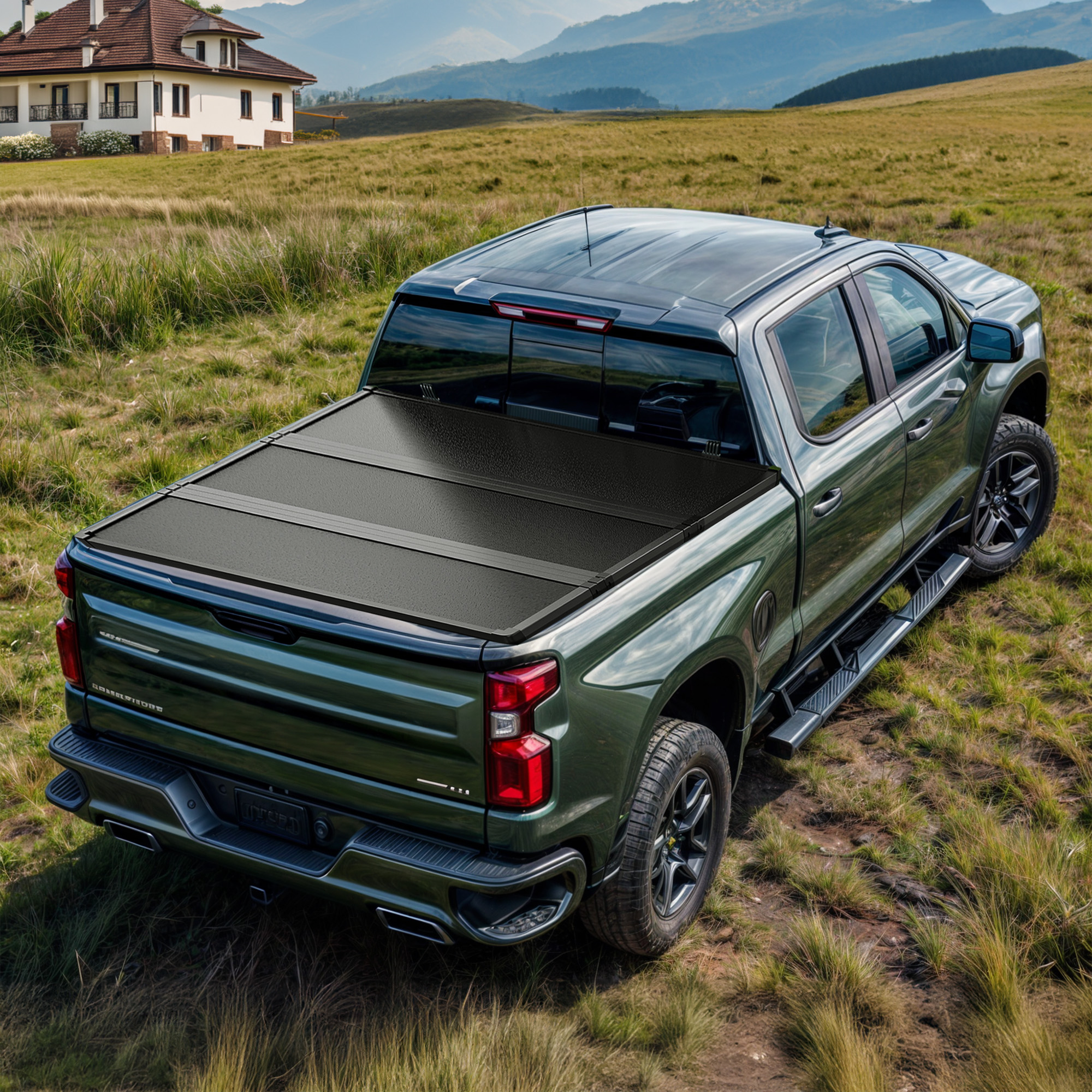 Side view of FRP Hard Tri-Fold Truck Bed Tonneau Cover Compatible with 2015-2026 Chevy Colorado/GMC Canyon 5.2 ft Bed