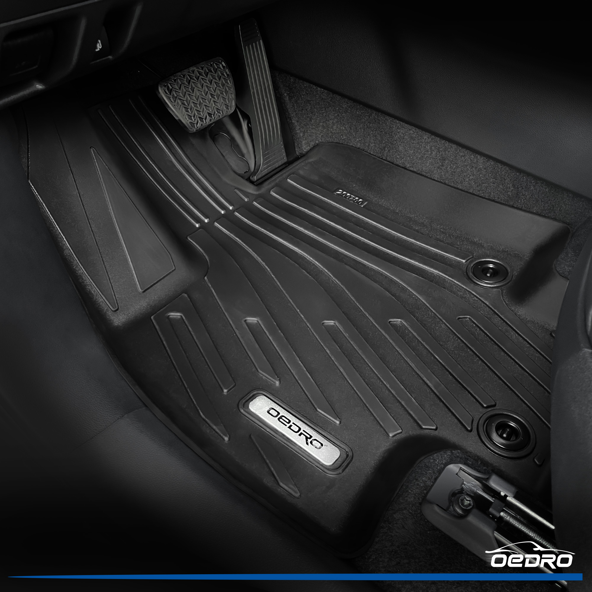 Side view of All-Weather TPE Floor Mats & Cargo Liner for 2024-2025 Toyota Grand Highlander w/Subwoofer 7 Seat (Include Hybrid), Custom Fit Backrest Mat