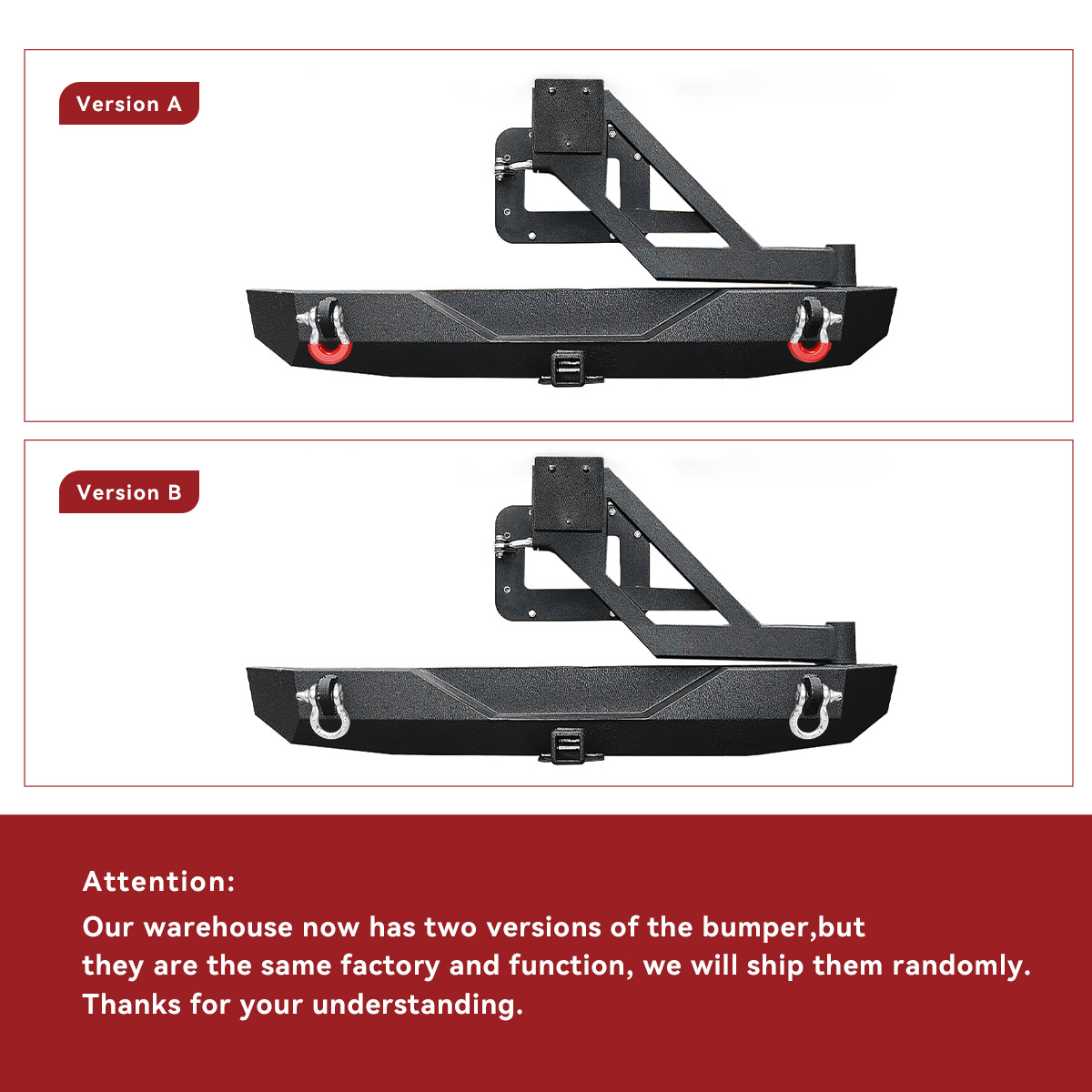 Side view of YITAMOTOR® 07-18 Jeep Wrangler JK JKU Rubicon Sahara Sports Rear Bumper with Tire Carrier & 2" Hitch Receiver