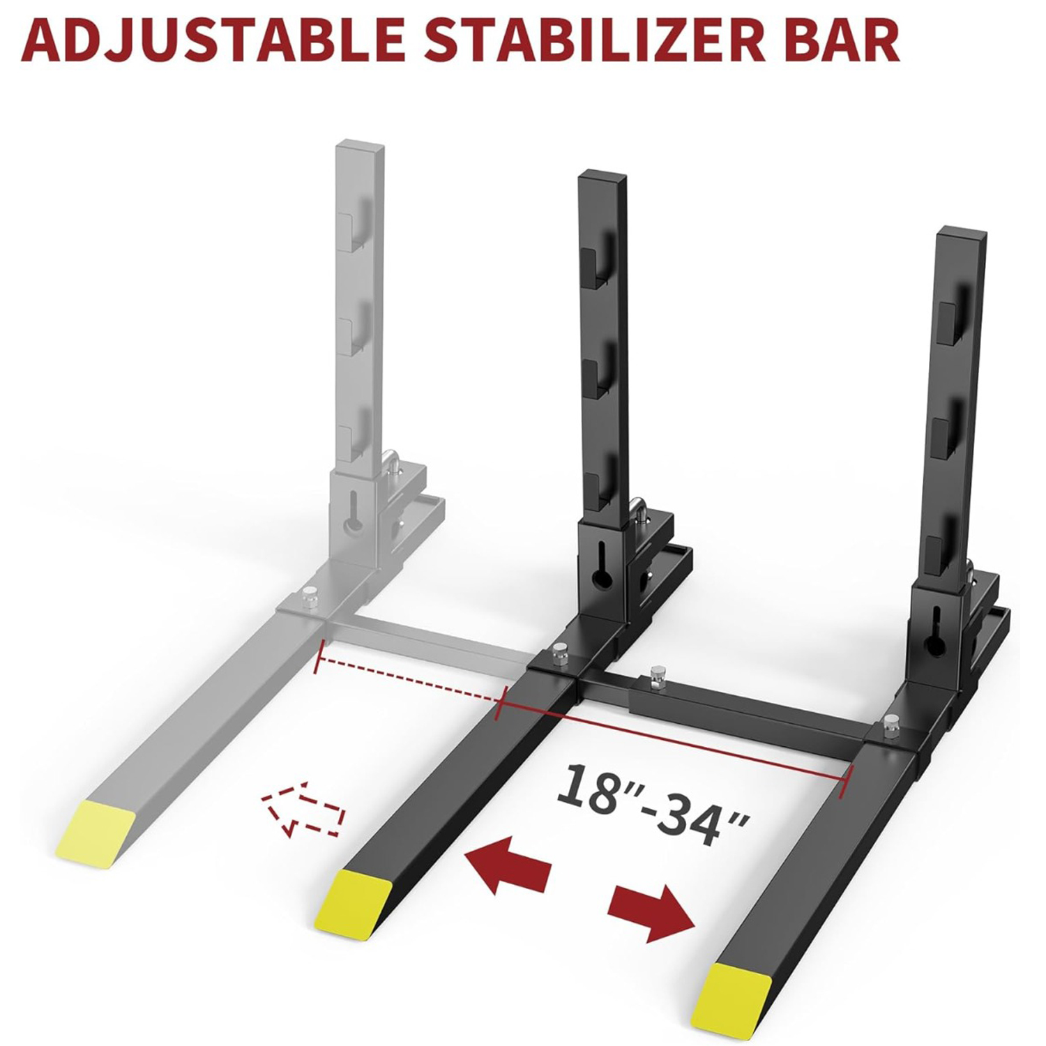 Side view of YITAMOTOR® 60" 4000 lbs Heavy Duty Pallet Forks with Adjustable Stabilizer Bar with Anti-roll Bar for Tractor Bucket Loader Skid Steer