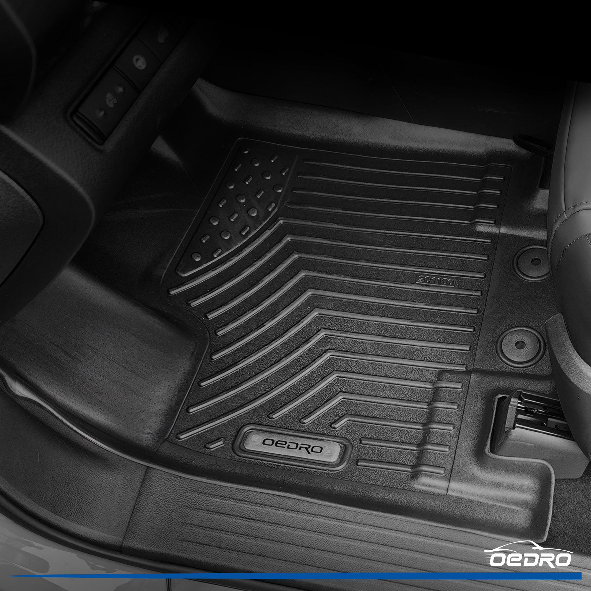 Side view of OEDRO Floor Mats & Cargo Liner Full-Set for 2022-2025 Nissan Pathfinder, Custom-Fit All-Weather TPE Full 3-Row Protection for 7-Passenger Models