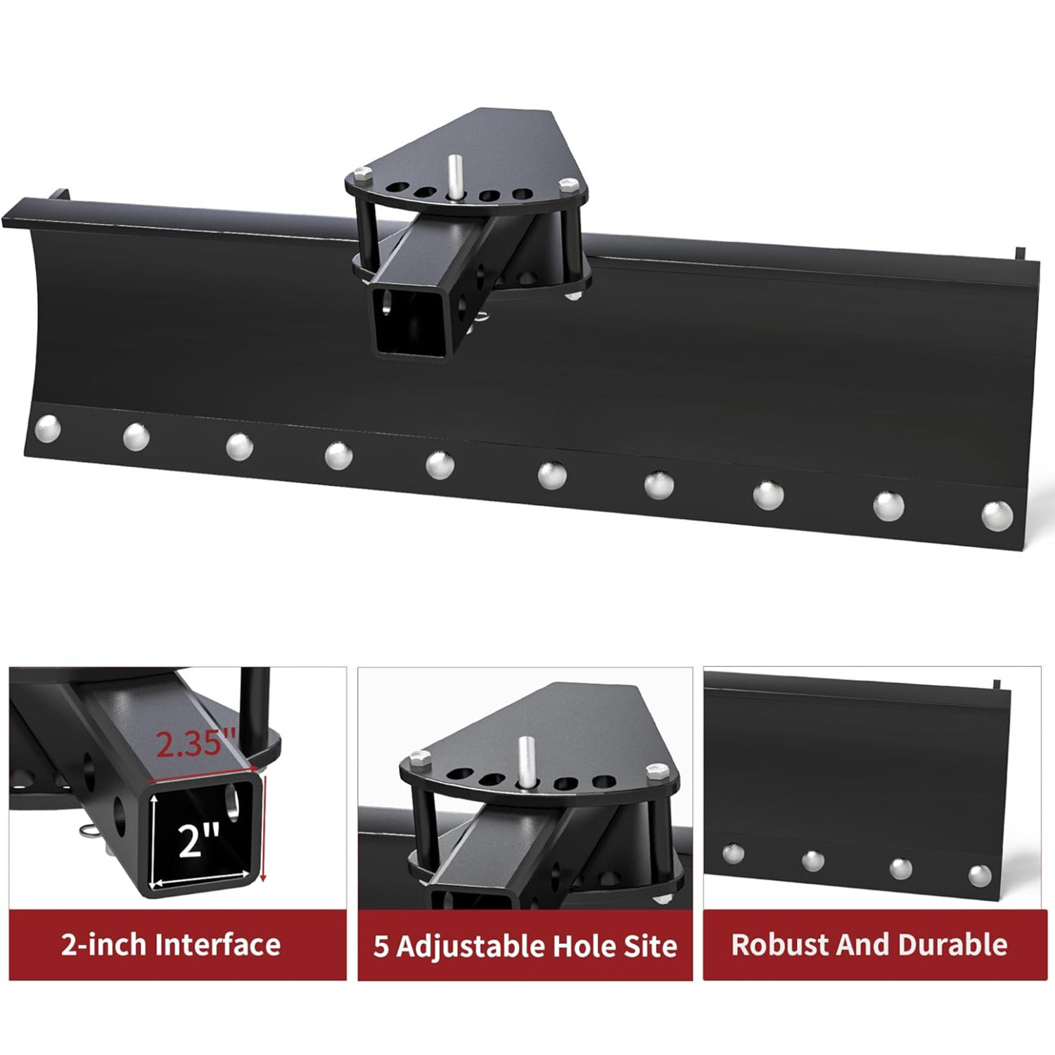 Side view of YITAMOTOR® ATV/UTV Scrape Blade Implement 42" Tow Behind Box Scraper 2" Inside Diameter Fits ATV/UTV Manual Implement Lift