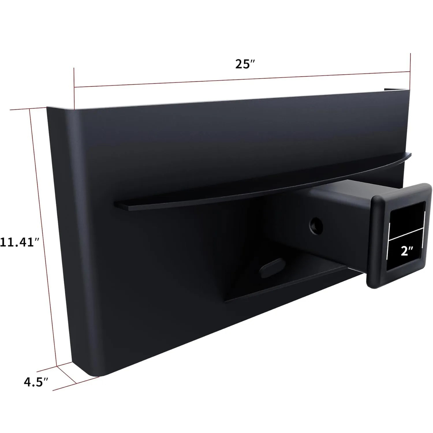 Side view of Mini Skid Steer Receiver Hitch Mount Plate, 1/4" Thick, Toro Dingo Quick Tach Mount, 2" Receiver Hitch; Weld-On or Bolt Surface, for Lightweight Towin
