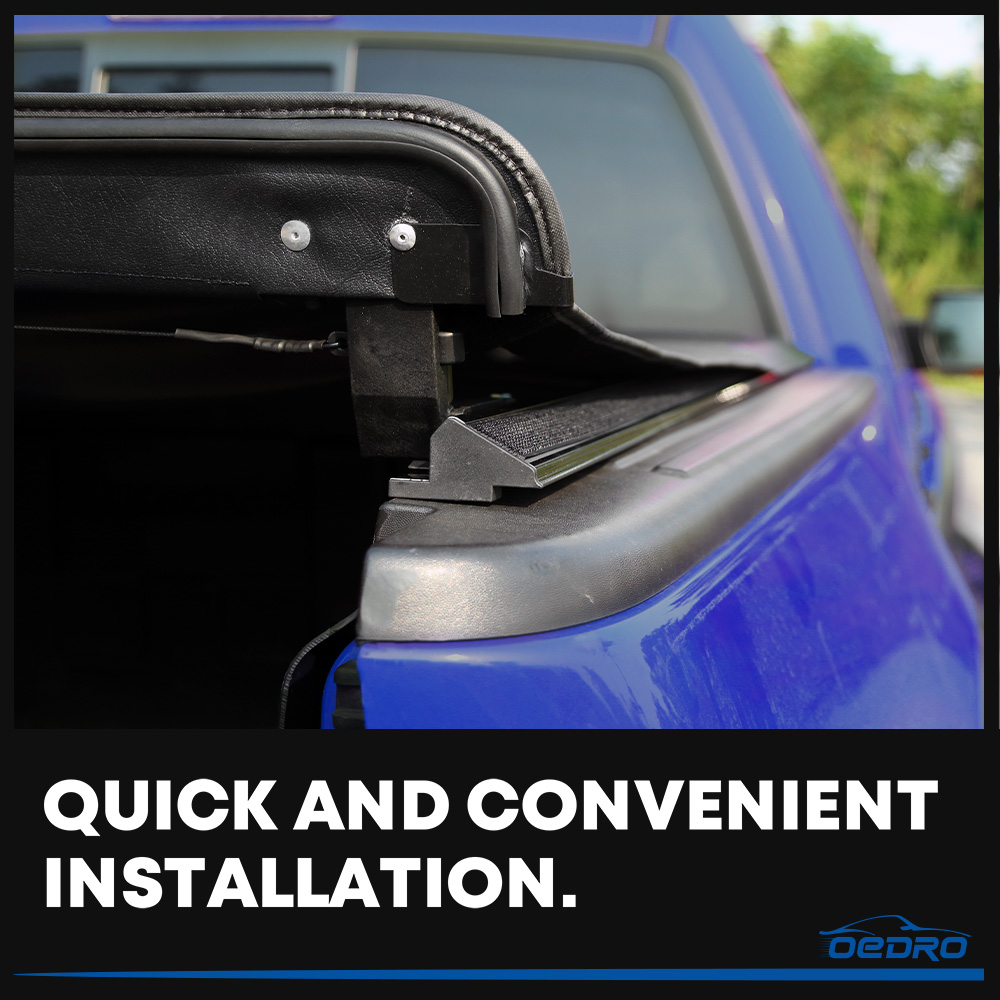 Side view of 5FT Soft Roll-Up Tonneau Cover for 2024-2026 Toyota Tacoma (Excl. Trail) 5ft Bed with Track Rail System, Durable Double-Layer PVC