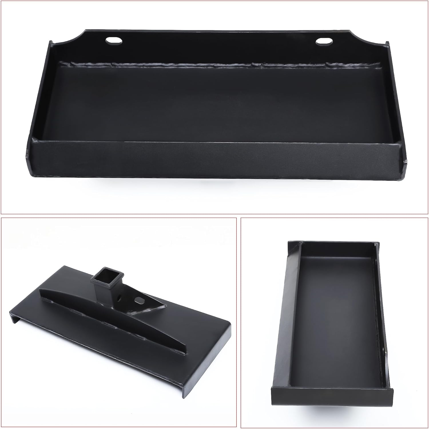Side view of Mini Skid Steer Receiver Hitch Mount Plate, 1/4" Thick, Toro Dingo Quick Tach Mount, 2" Receiver Hitch; Weld-On or Bolt Surface, for Lightweight Towin