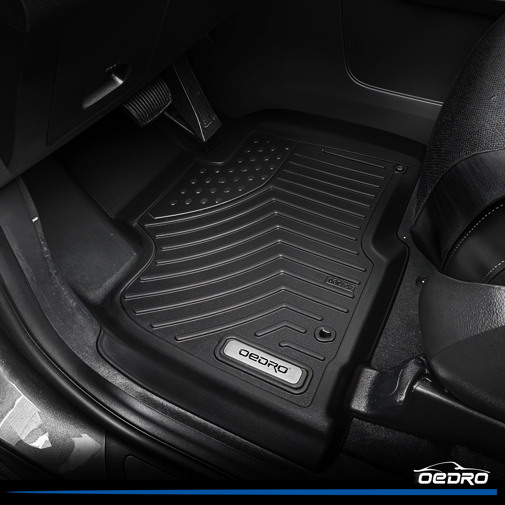 Side view of OEDRO® Floor Mats & Trunk Mat with Backrest Mat for Kia Carnival MPV 2022-2025 (8 Seats), Custom Fit TPE All Weather Floor Liners for Kia Carnival MPV