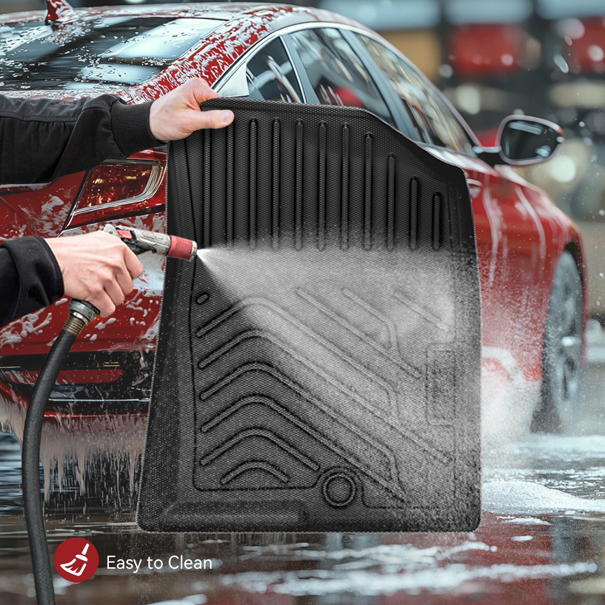 Side view of Floor Mats for 2020-2025 Hyundai Palisade with Bucket Seats, All Weather Custom Fit for Hyundai Palisade 3 Row Floor Mats & Cargo Liner