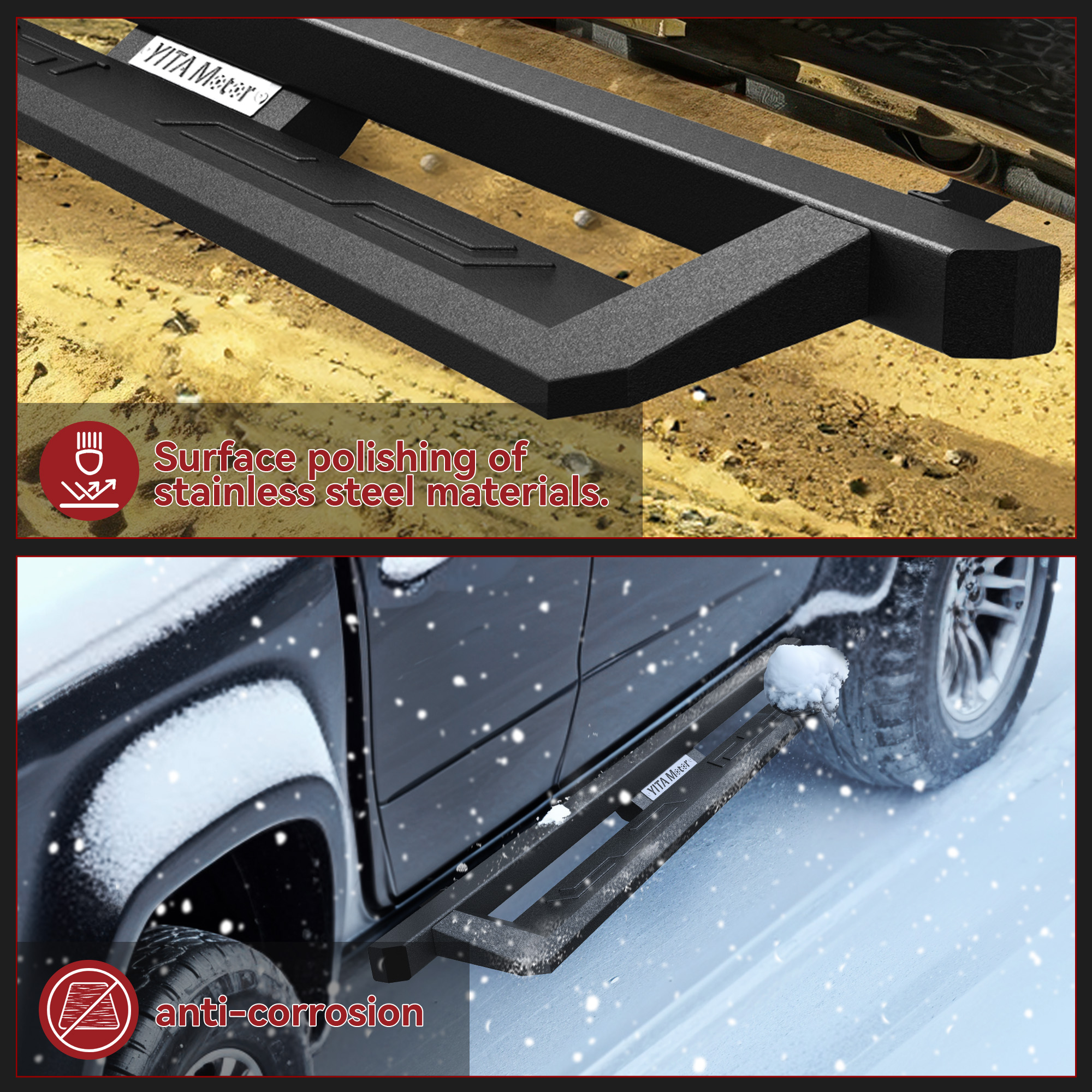 Side view of YITAMOTOR® Running Boards for 2015-2026 Chevy Colorado/Canyon Crew Cab Drop Side Step Bars