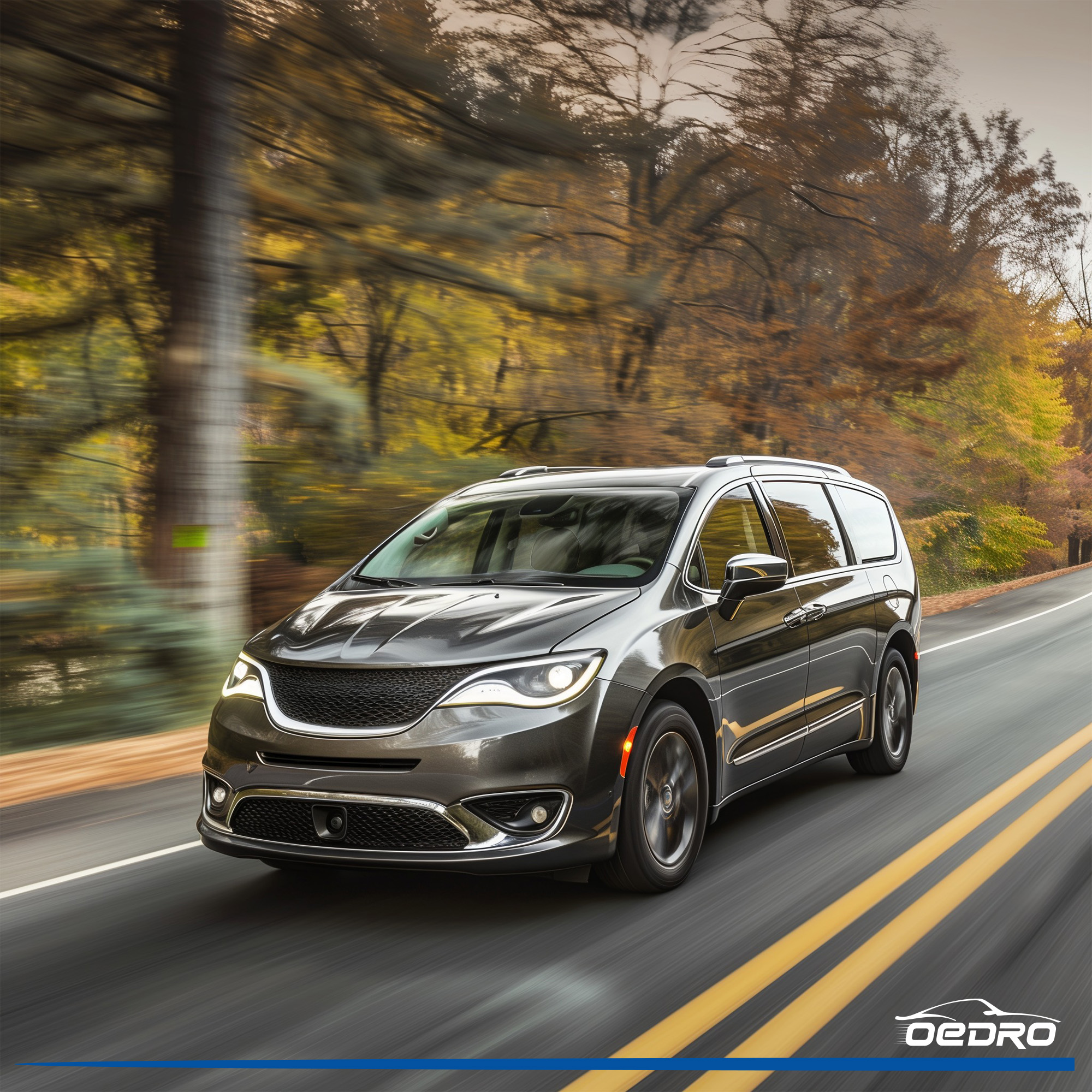 Side view of OEDRO Floor Mats for 2017-2026 Chrysler Pacifica (No Hybrid Models), Unique Black TPE All-Weather Full Set Liners
