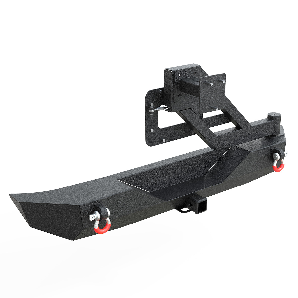 Side view of YITAMOTOR® 07-18 Jeep Wrangler JK JKU Rubicon Sahara Sports Rear Bumper with Tire Carrier & 2" Hitch Receiver