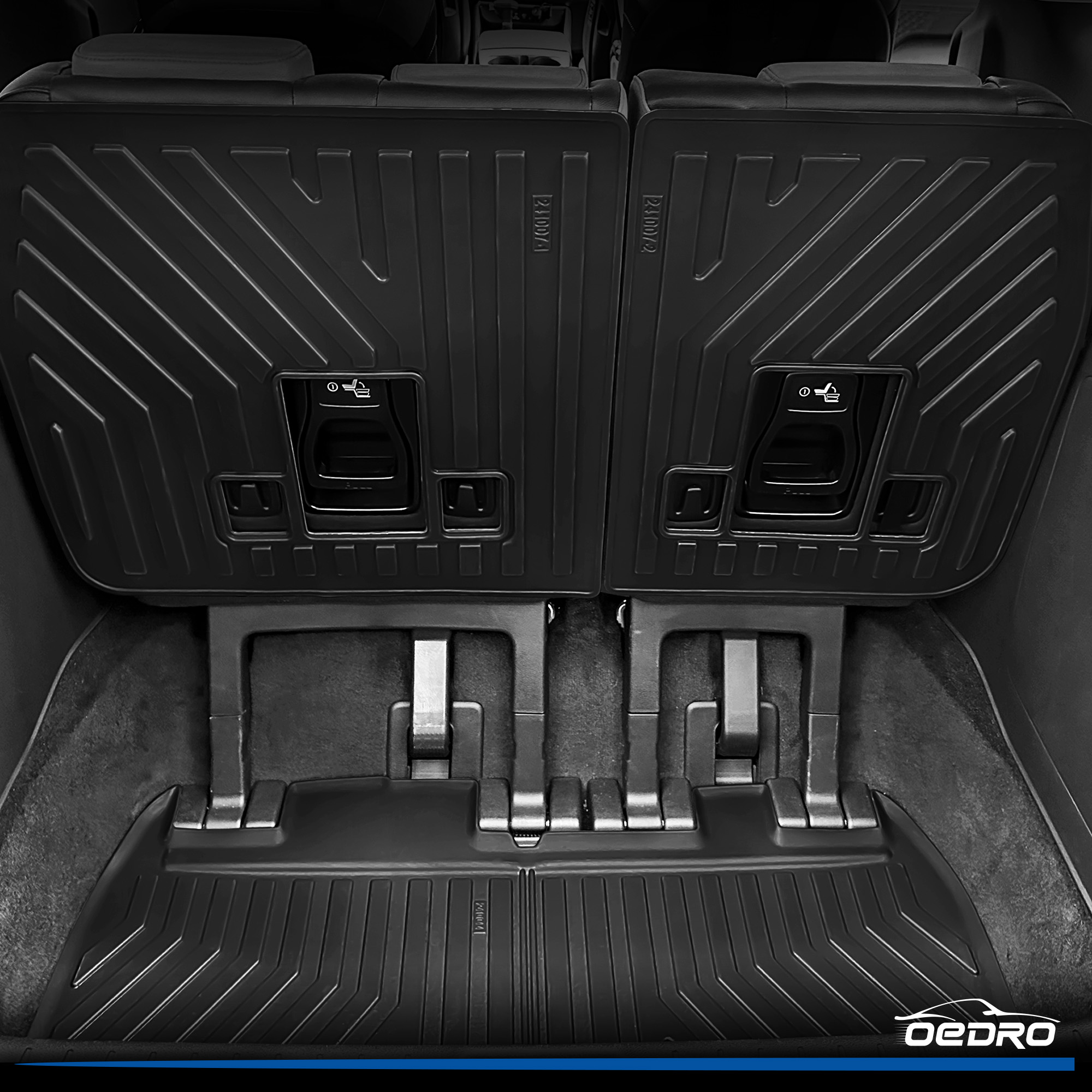 Side view of OEDRO® Floor Mats & Trunk Mat with Backrest Mat for Kia Carnival MPV 2022-2025 (8 Seats), Custom Fit TPE All Weather Floor Liners for Kia Carnival MPV