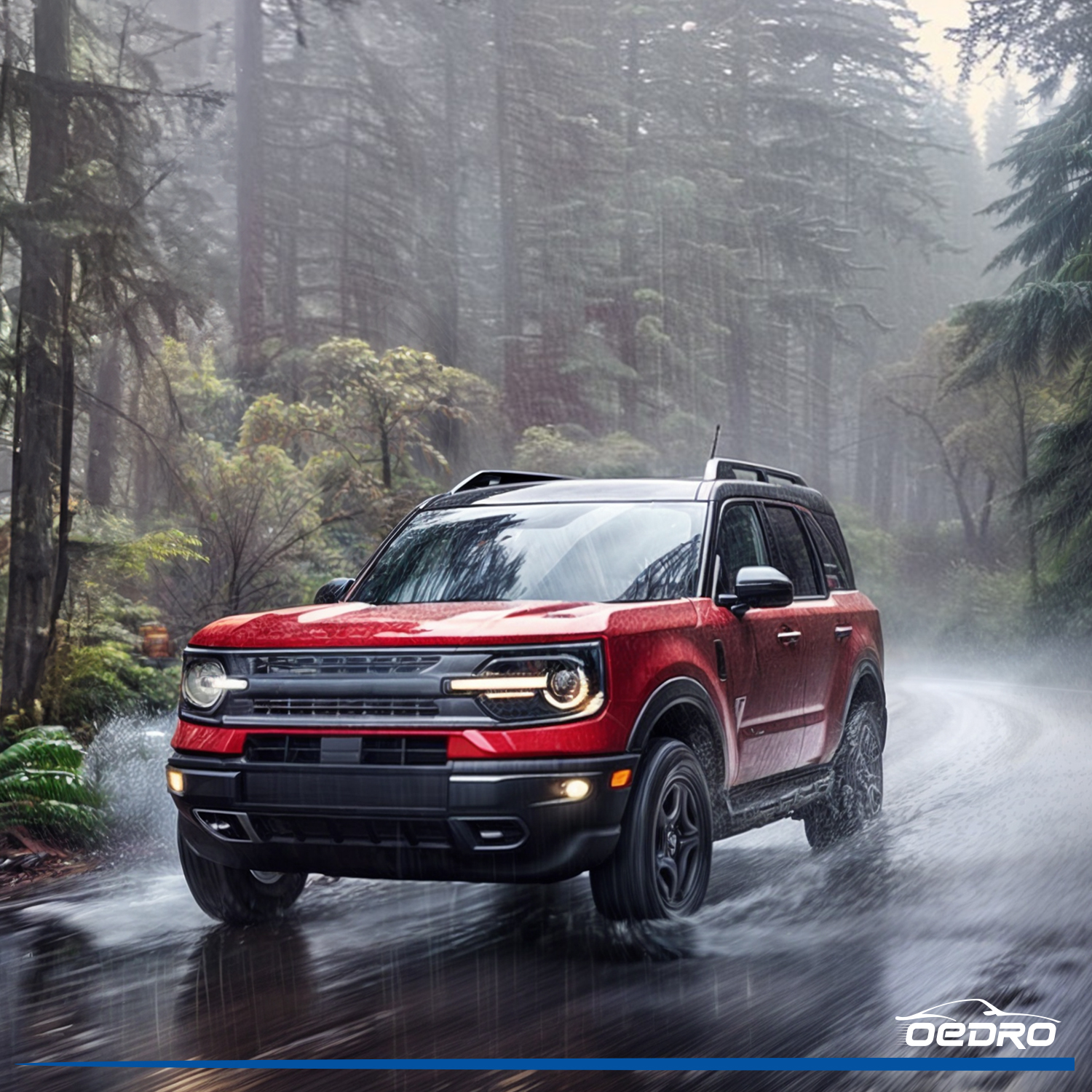 Side view of Floor Mats for 2021-2025 Ford Bronco Sport | TPE All-Weather Car Mats Includes 1st and 2nd Row: Front, Rear, Full Set Liners