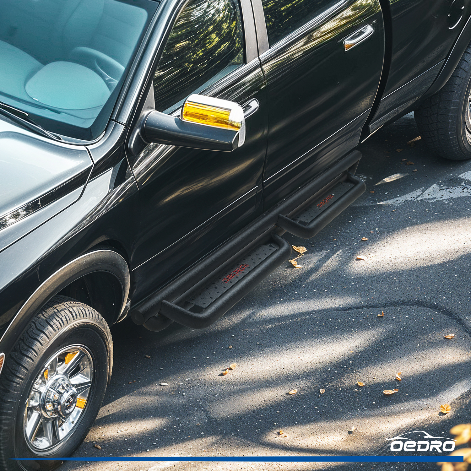 Side view of OEDRO Running Boards for 2009-2018 Dodge Ram 1500, 2019-2023 1500 Classic, 2010-2022 2500/3500 Crew Cab