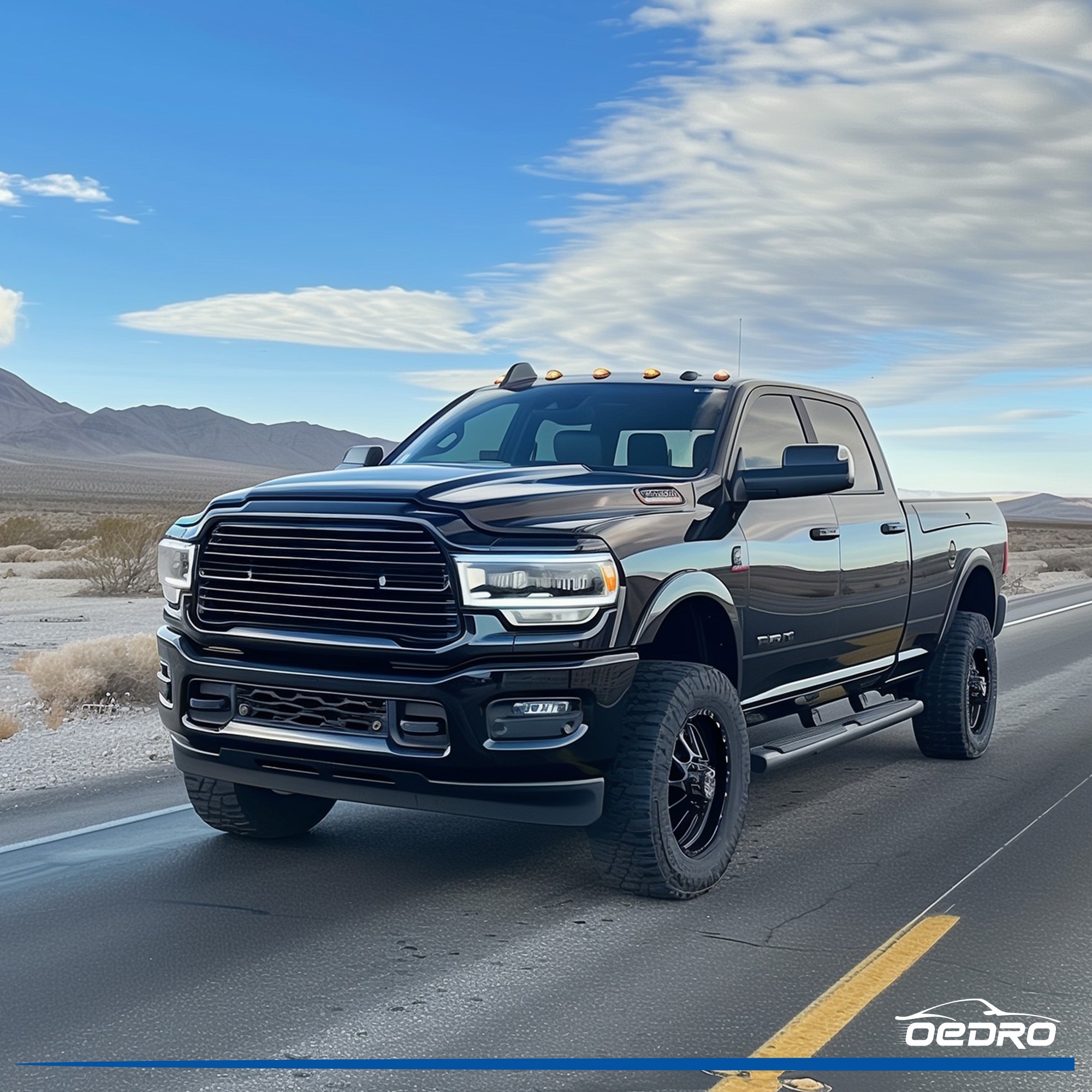 Side view of OEDRO Floor Mats for 2019-2024 Dodge Ram 2500 Crew Cab with 1st Row Bucket or Bench Seats, Custom Fit TPE All Weather Car Floor Liners