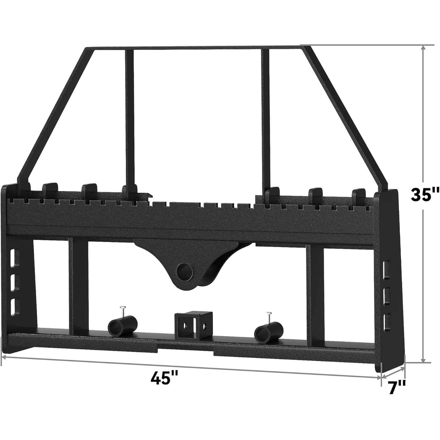 Side view of YITAMOTOR 4000lbs Skid Steer Pallet Fork Attachment, 45" Pallet Fork Frame with 48" Fork Blades for Loaders Tractors Quick Tach Mount