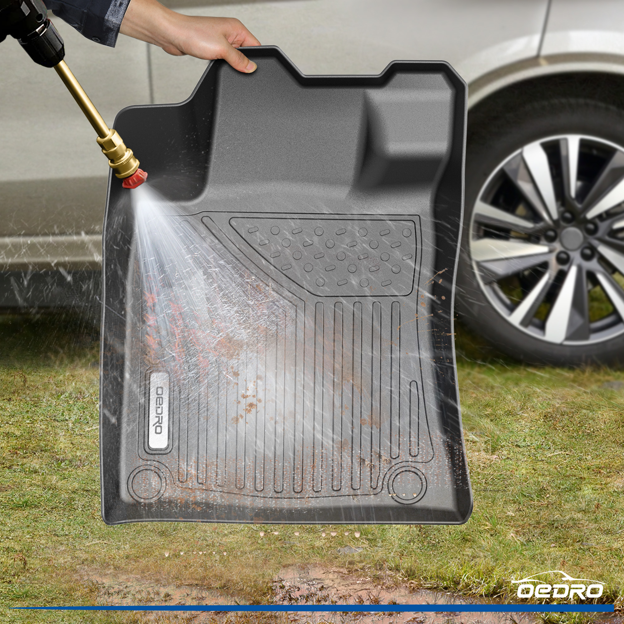 Side view of OEDRO Floor Mats Fit for 2019-2026 Nissan Altima Sedan Edition ONE/Platinum/S/SL/SR/SV, TPE All-Weather Full set Liners Mat