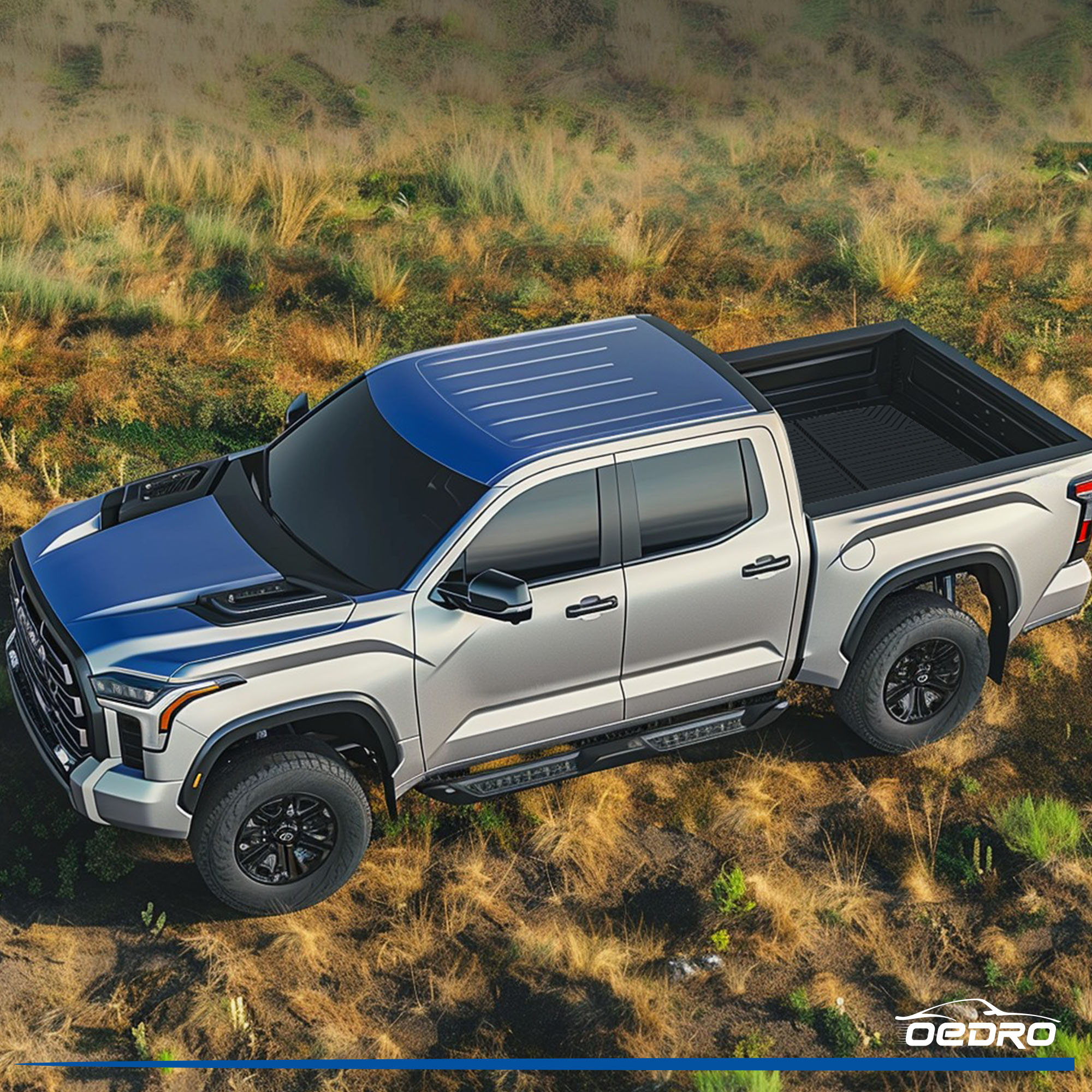 Side view of OEDRO® Truck Bed Mat for 2022-2026 Toyota Tundra CrewMax Bed 6.5FT, TPE All-Weather Bed Liner for Toyota Tundra Rear Trunk Cover Mat