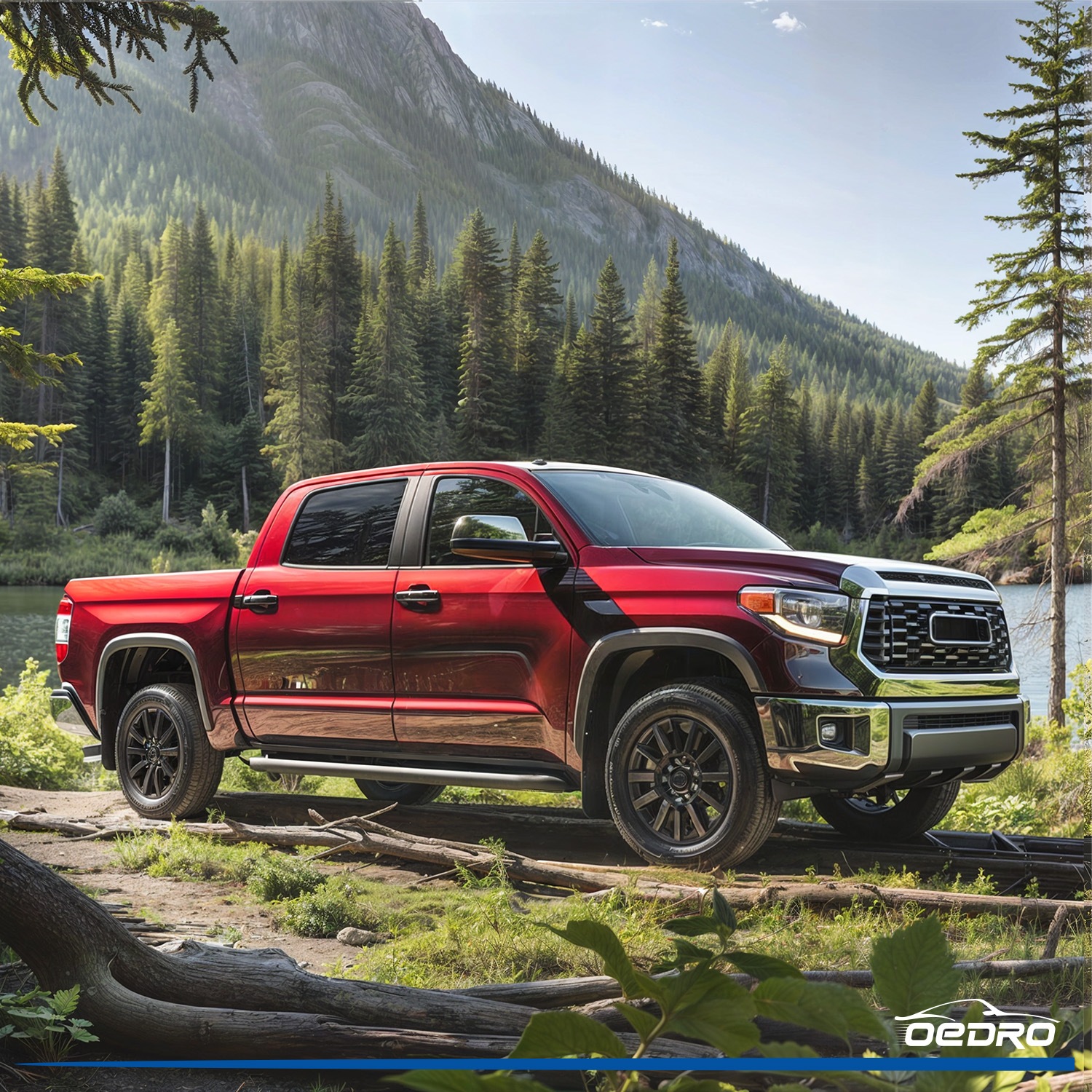 Side view of OEDRO Running Boards for 2007-2021 Toyota Tundra Double Cab, Side Step Nerf Bars