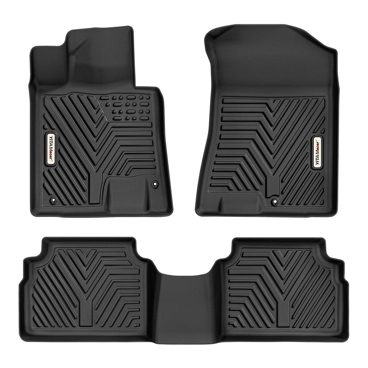 Black 1st & 2nd Row Floor Mats for 2020-2025 Hyundai Sonata / 2021-2025 Kia K5 (FWD Models Only)