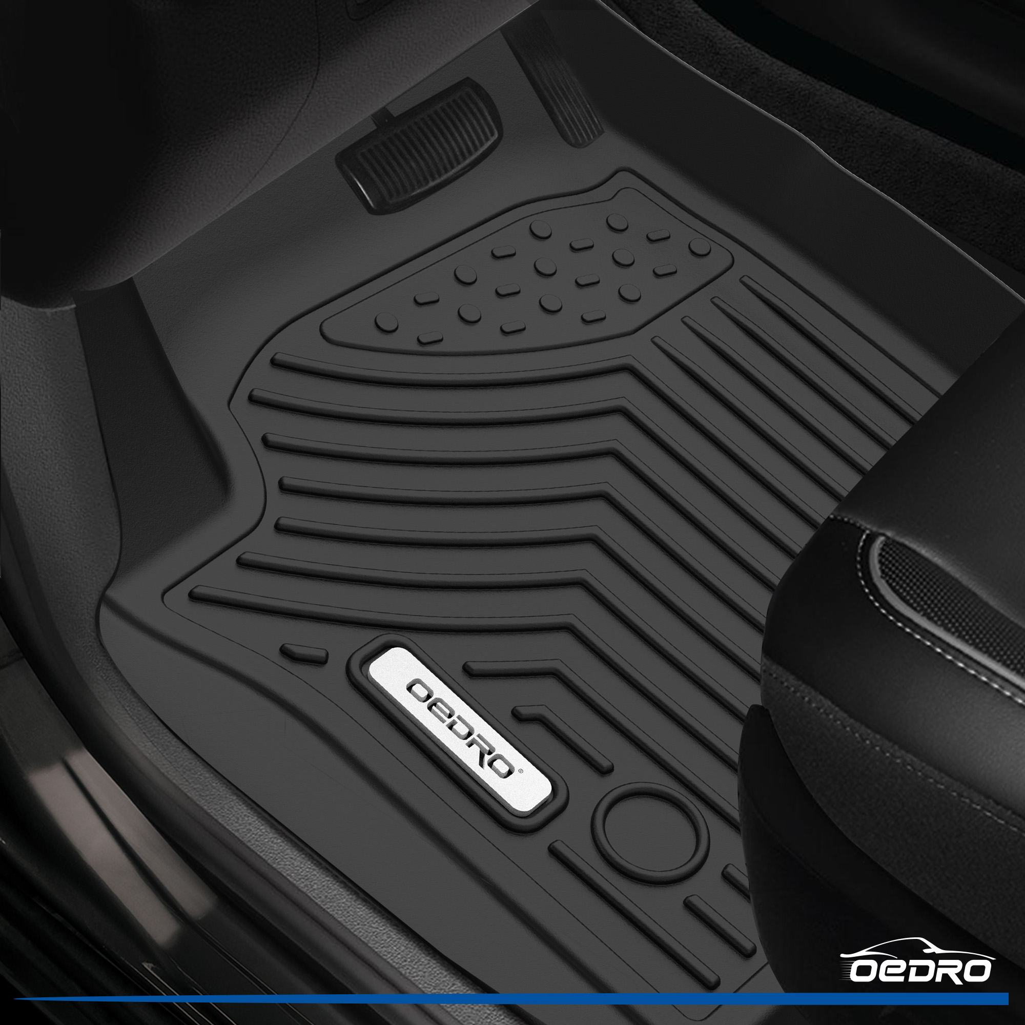 Side view of OEDRO® Floor Mats Fit for 2021-2025 Chevrolet Suburban / 2021-2025 GMC Yukon XL Seat Floor Liners Cargo Liners, TPE All Weather Car Mat Set Liners 3 R