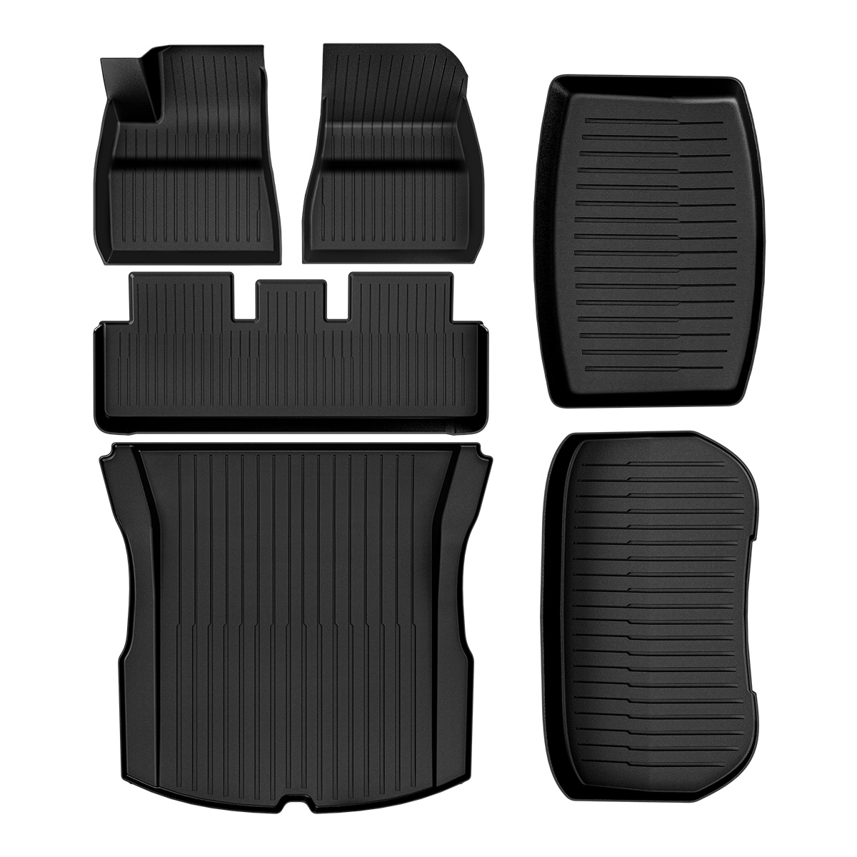 Full Set Floor Mats for 2024 2025 Tesla Model 3 Highland, Includes 2 Rows & Cargo Liner, All-Weather TPE Front, Rear & Cargo Mats Accessories