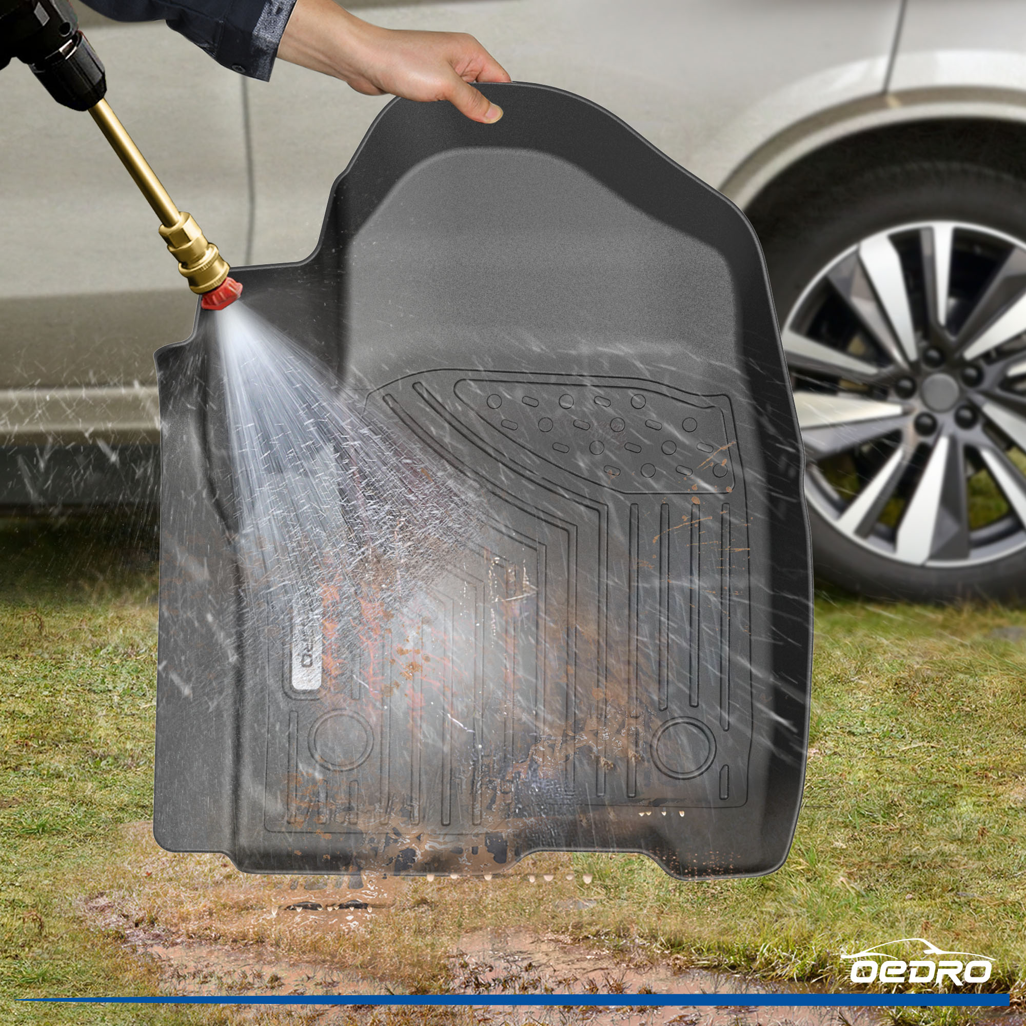 Side view of OEDRO® Floor Mats Fit for 2021-2025 Chevrolet Suburban / 2021-2025 GMC Yukon XL Seat Floor Liners Cargo Liners, TPE All Weather Car Mat Set Liners 3 R