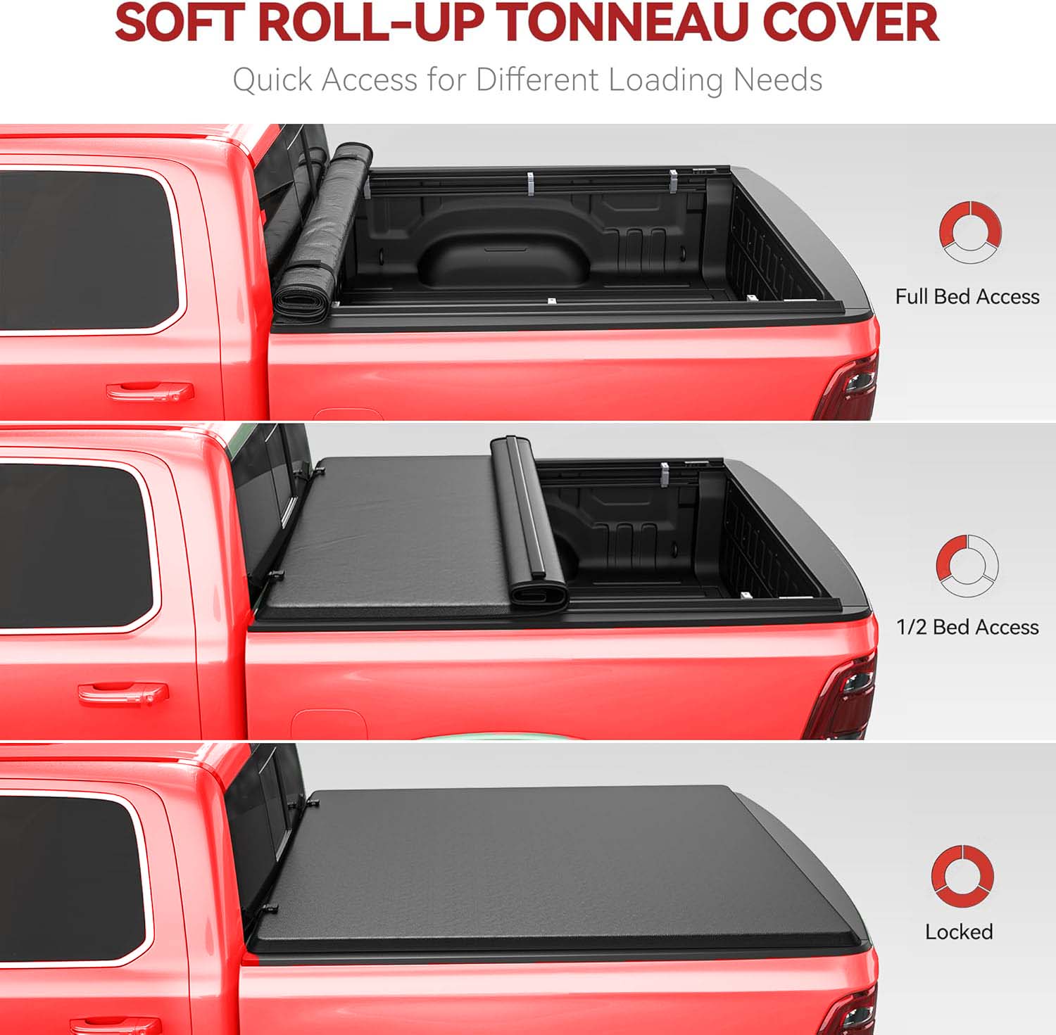 Side view of 5FT Soft Roll Up Tonneau Cover for 2005-2025 Nissan Frontier (w/ Utili-Track System) | Waterproof Truck Bed Cover | Easy No-Drill Installation