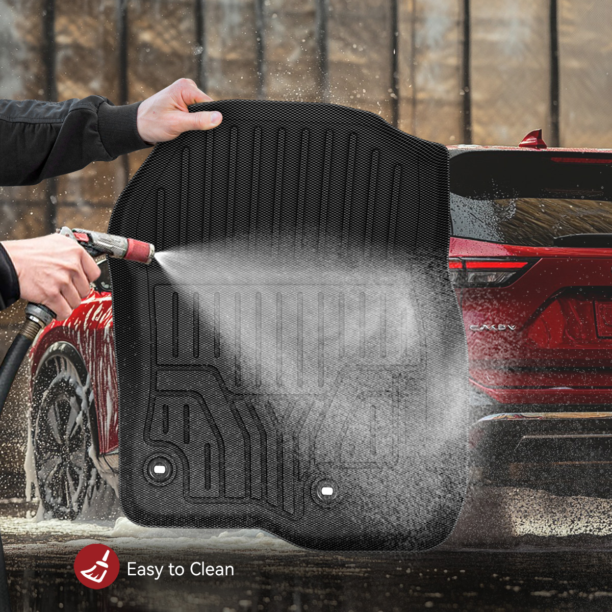 Side view of Custom Fit All-Weather Floor Mats & Cargo Liner for 2023-2026 Honda CR-V Hybrid, TPE Floor Liners & Cargo Mat Full Set, Black