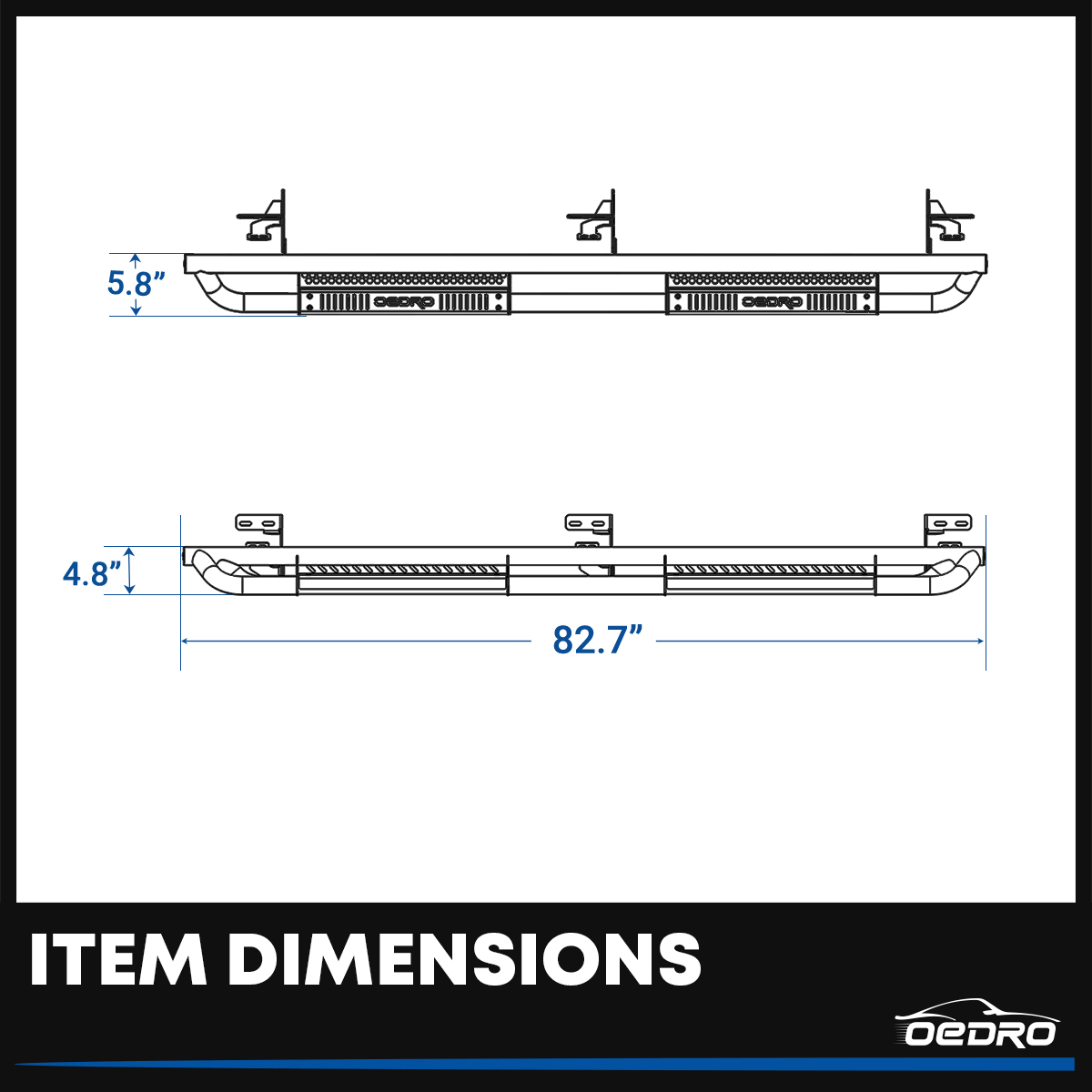 Side view of OEDRO Running Boards for 2022-2026 Toyota Tundra CrewMAX Cab, Powder Coated Black and High Gloss Red Bolt-on Side Steps