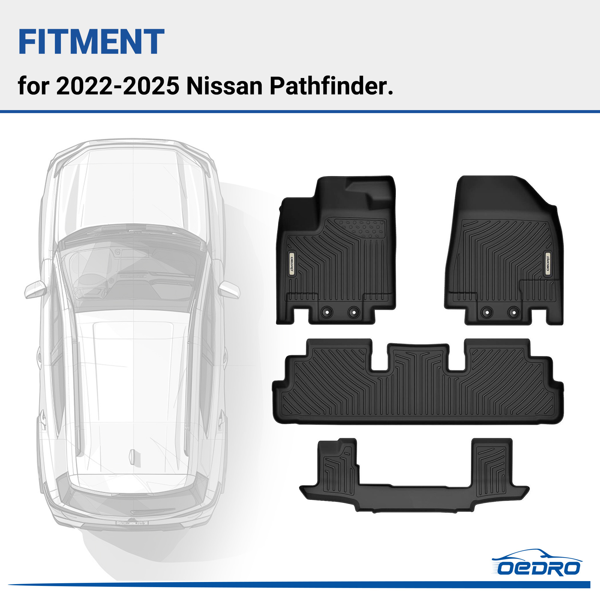 Side view of 2022-2025 Nissan Pathfinder Floor Mats | 7 Passenger Models Only