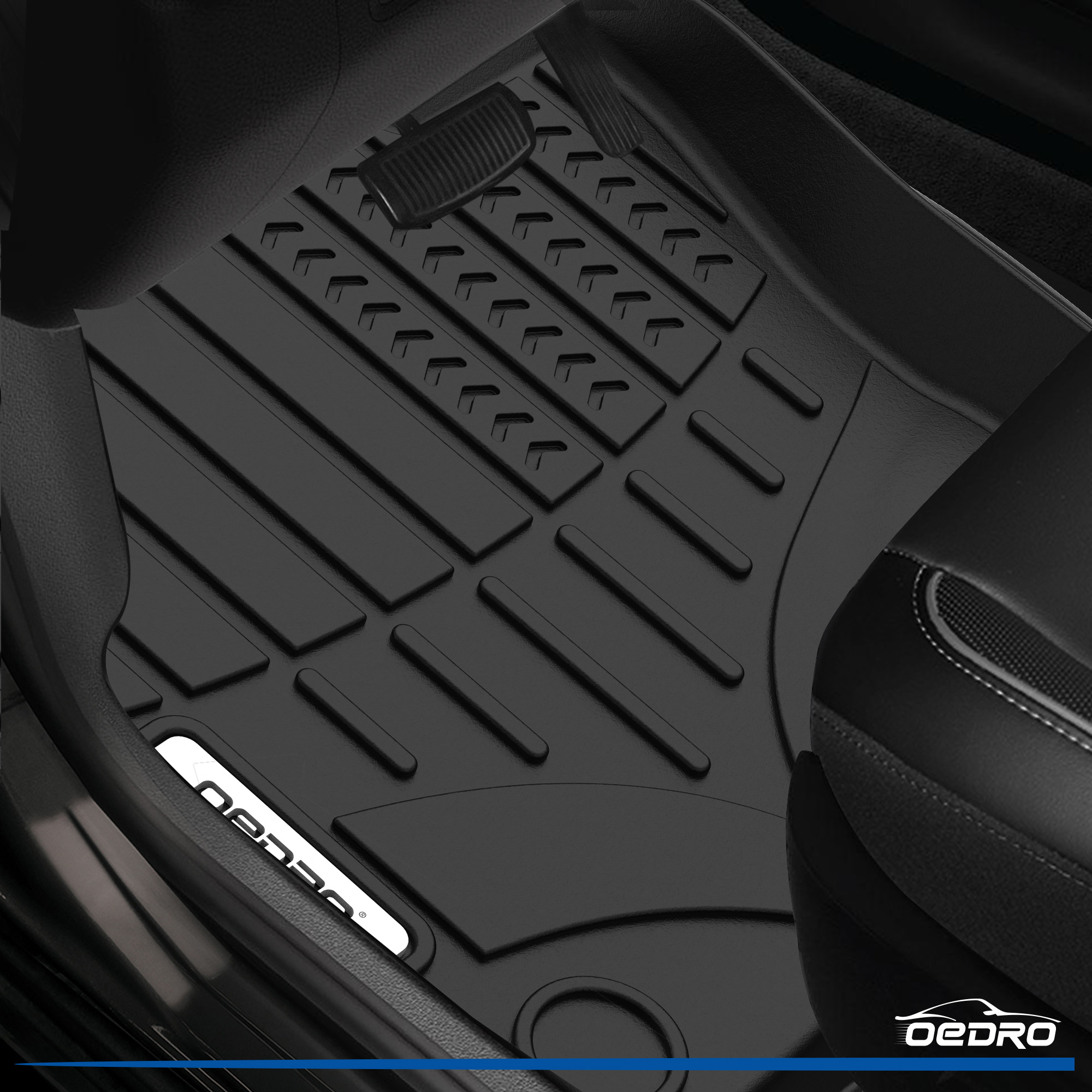 Side view of OEDRO Floor Mats Cargo Liner Fit for Mazda CX-50 2024 2023 TPE Floor Liners Set CX50 All Weather Guard Waterproof Front & 2nd Row, Cargo Mat