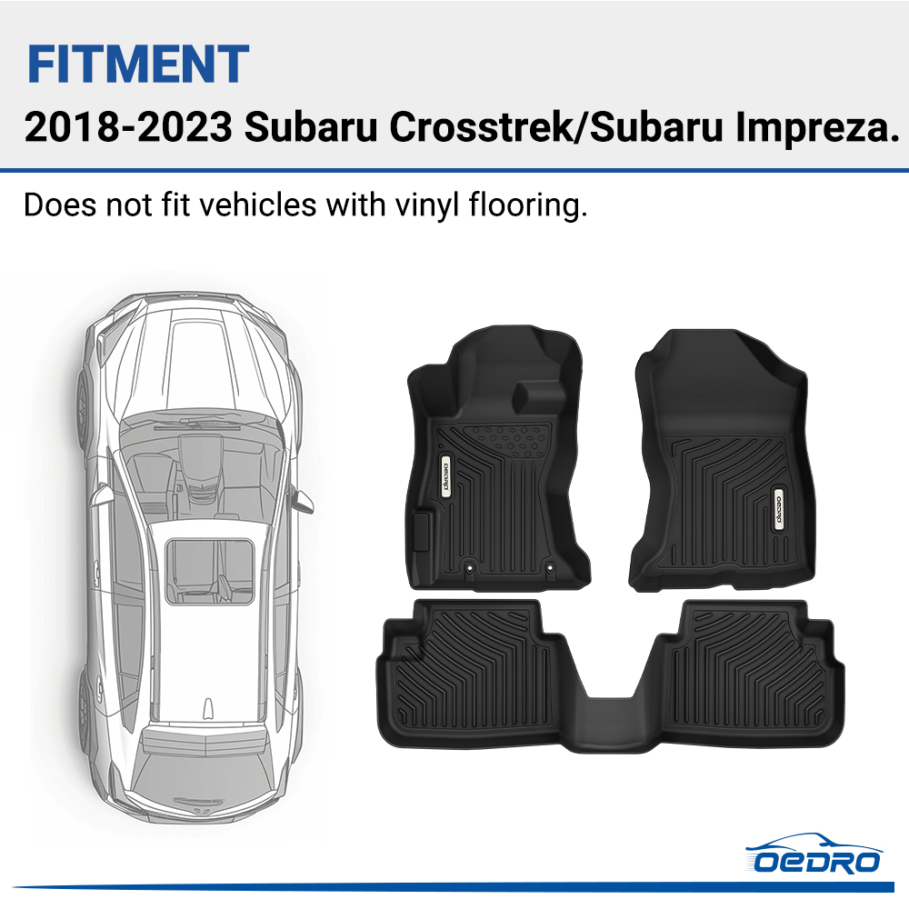Side view of OEDRO Floor Mats All-Weather TPE for 2018-2023 Subaru Crosstrek/Subaru Impreza 1st, 2nd Row Floor Mat Liners