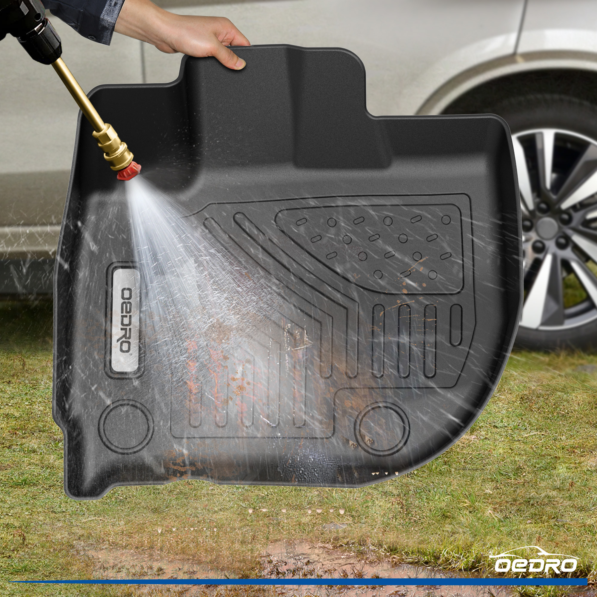 Side view of OEDRO Floor Mats for 2016-2022 Honda HR-V HRV, Black TPE All-Weather Guard Full Liner Set