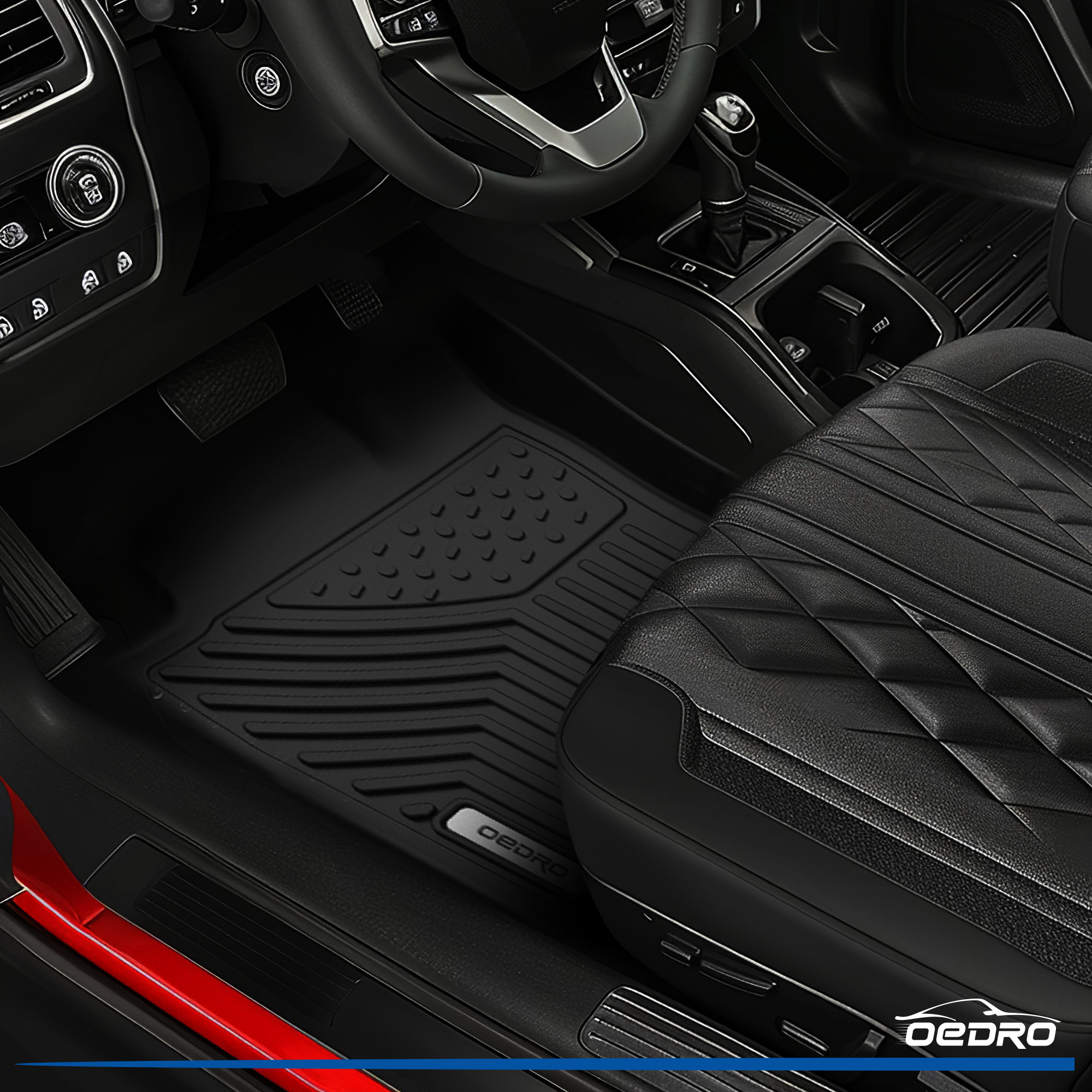 Side view of OEDRO Floor Mats Fit for 2019-2026 Nissan Altima Sedan Edition ONE/Platinum/S/SL/SR/SV, TPE All-Weather Full set Liners Mat