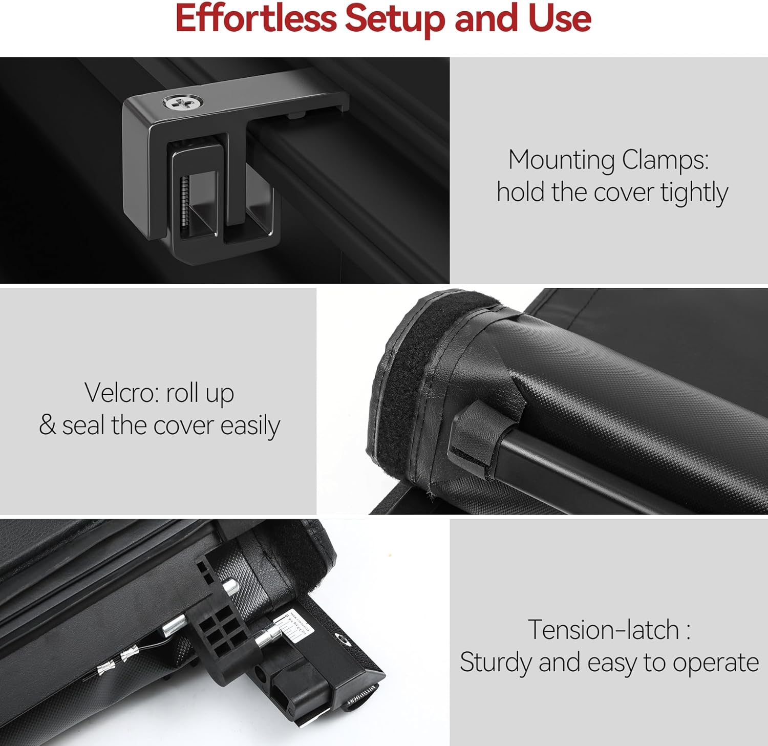 Side view of 5FT Soft Roll Up Tonneau Cover for 2005-2025 Nissan Frontier (w/ Utili-Track System) | Waterproof Truck Bed Cover | Easy No-Drill Installation