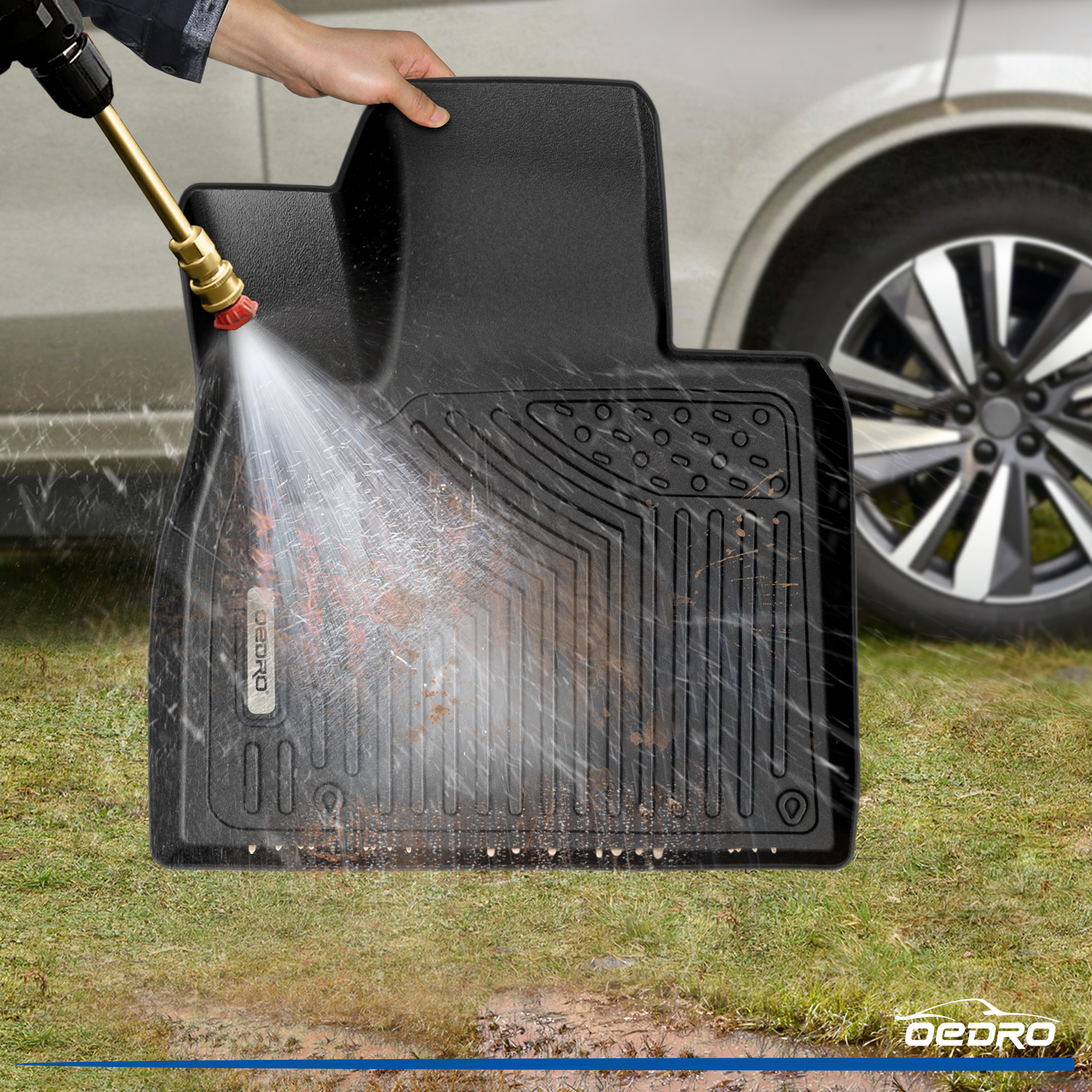 Side view of OEDRO Floor Mats Liner Set with Backrest for 2020-2025 Kia Telluride EX SX  Models 7 & 8 Seats, with 2nd Bucket Seats Without Center Console