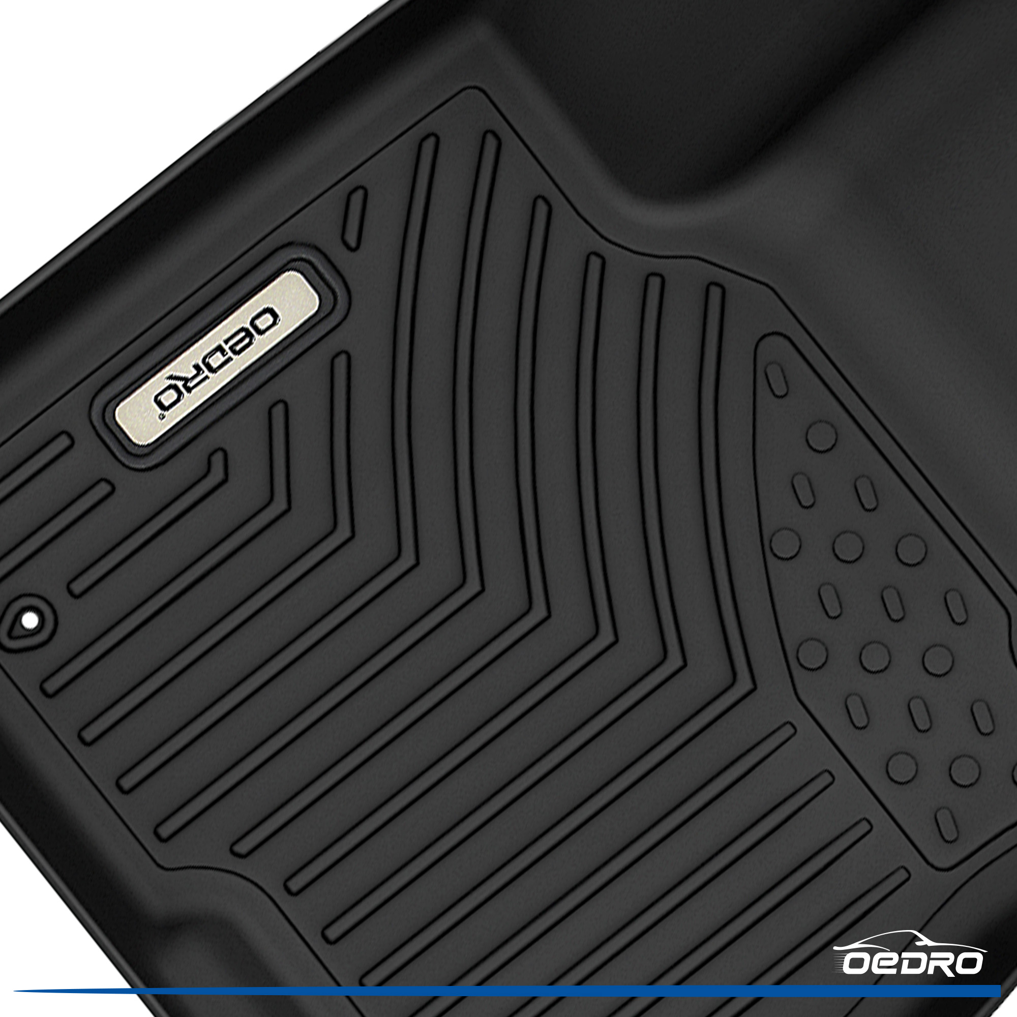Side view of OEDRO® Floor Mats for 2022-2025 Hyundai Tucson, Black TPE All-Weather Guard Front, and Second Row Full Set Liners