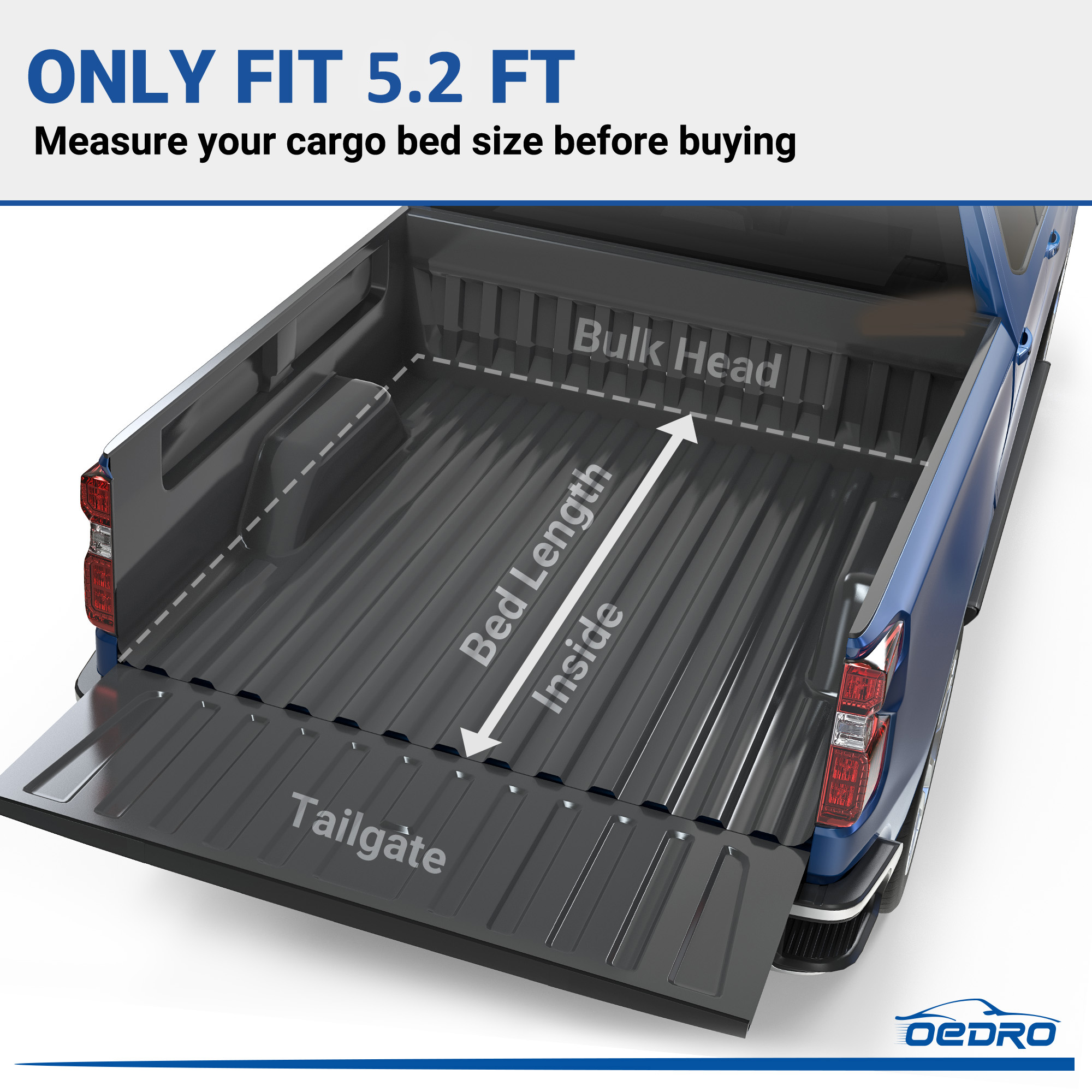 Side view of OEDRO 5.2ft Bed Soft Roll-Up Tonneau Cover Fits for 2015-2026 Chevy Colorado & GMC Canyon Durable UV Rays Double-Layer PVC