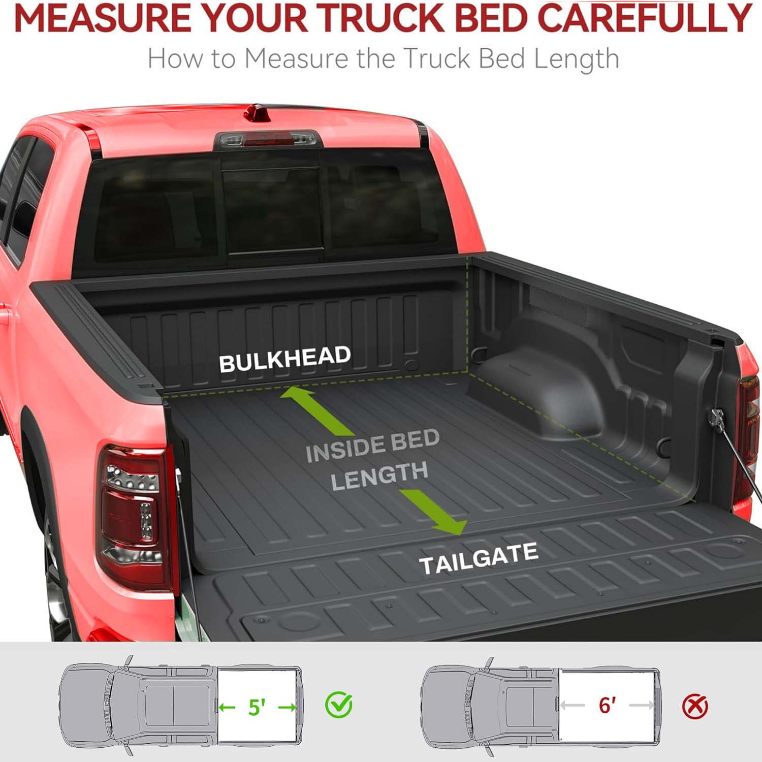 Side view of 5ft Bed Soft Tri-fold Tonneau Cover for Nissan Frontier 2005-2026 (NOT for México)  Full Protection with Durable Double-Layer PVC