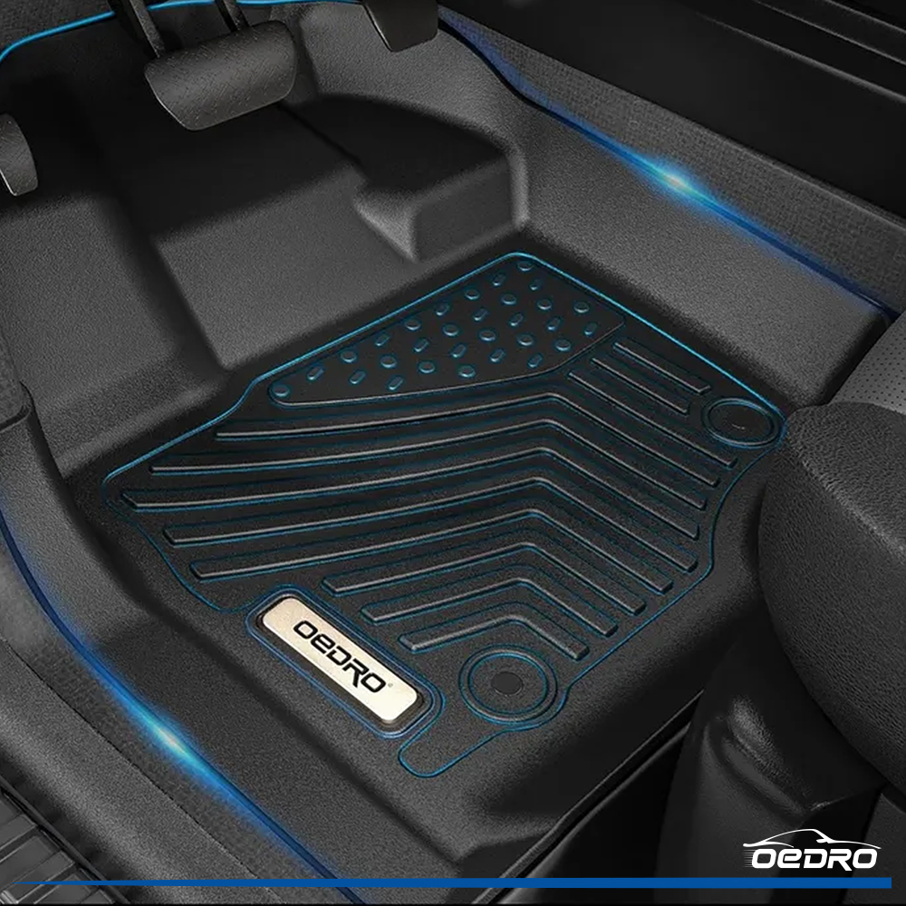 Side view of Floor Mats & Cargo Mat Fit for Chrysler Pacifica 2017-2026 (No Hybrid Models), Fit 7 and 8 Passenger Model, 3D All-Weather TPE Floor Liners