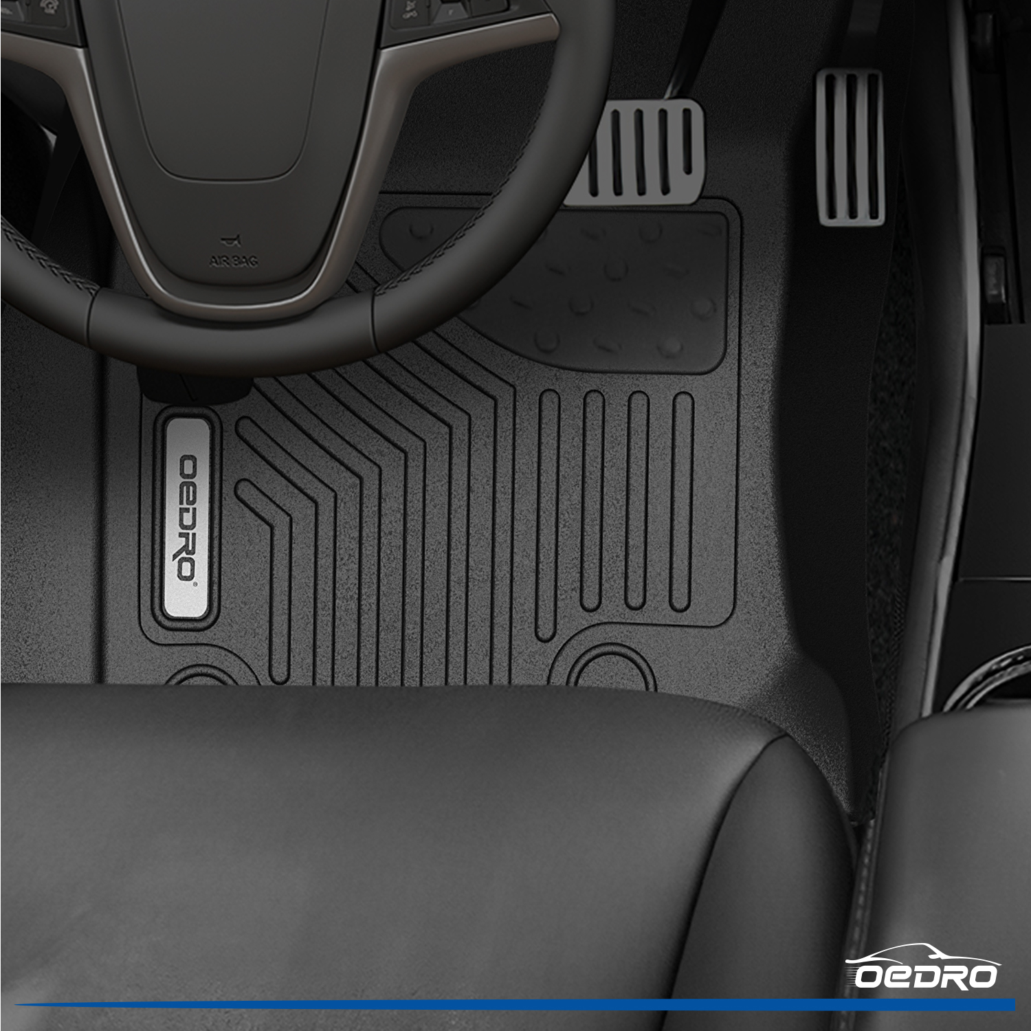 Side view of Floor Mats for 2021-2025 Ford Bronco Sport | TPE All-Weather Car Mats Includes 1st and 2nd Row: Front, Rear, Full Set Liners