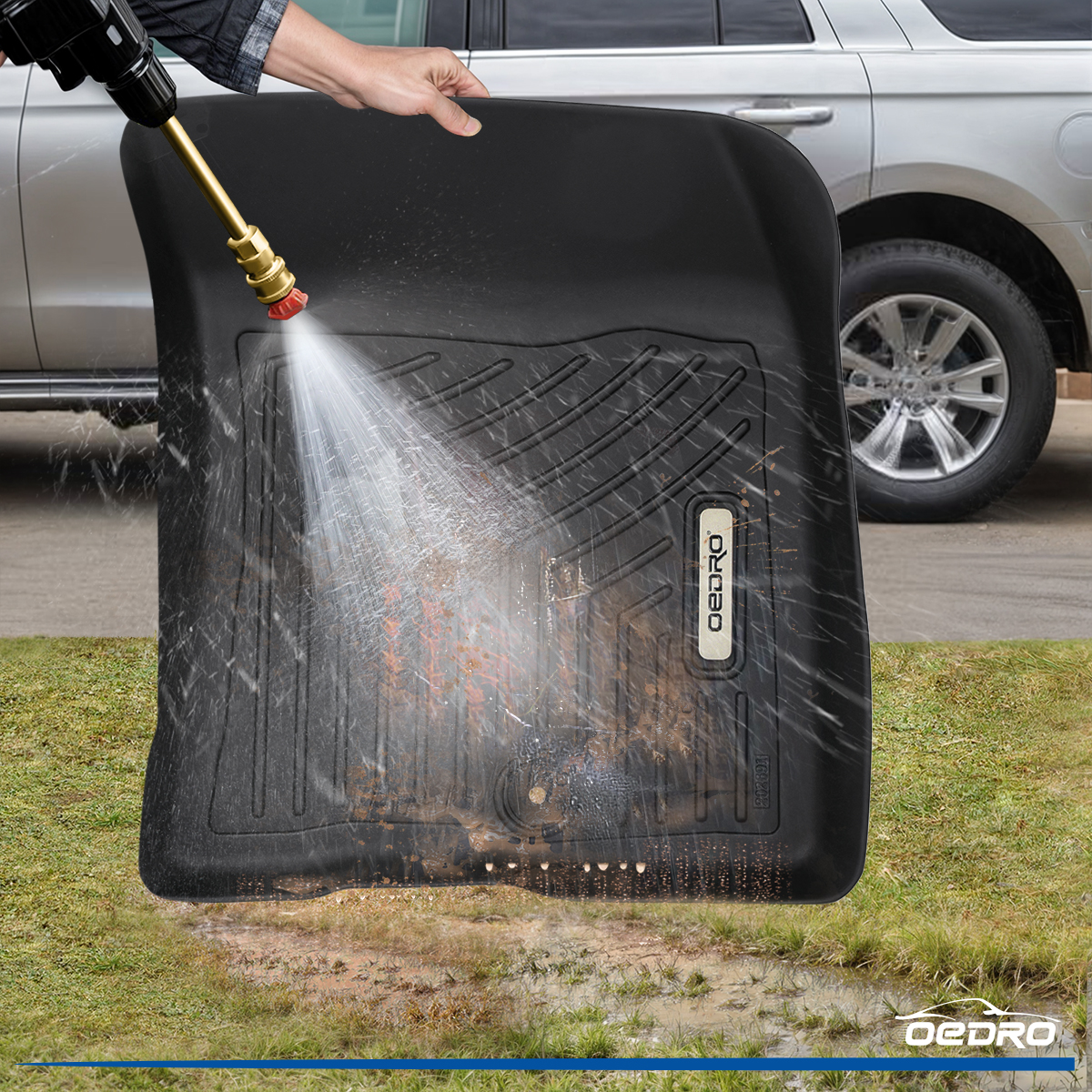 Side view of Floor Mats for 2021-2025 Ford Bronco Sport | TPE All-Weather Car Mats Includes 1st and 2nd Row: Front, Rear, Full Set Liners