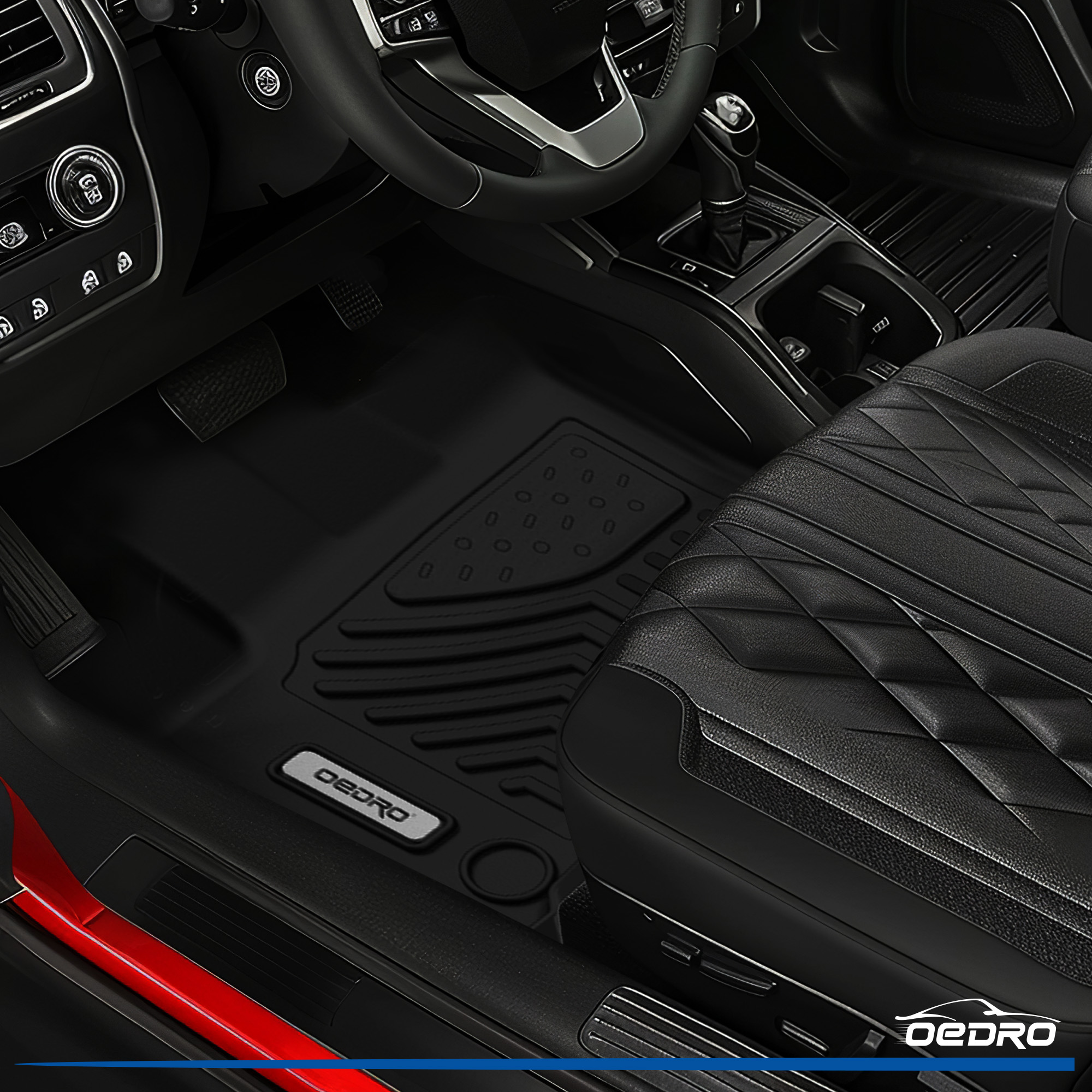 Side view of OEDRO Floor Mats for 2016-2022 Honda HR-V HRV, Black TPE All-Weather Guard Full Liner Set