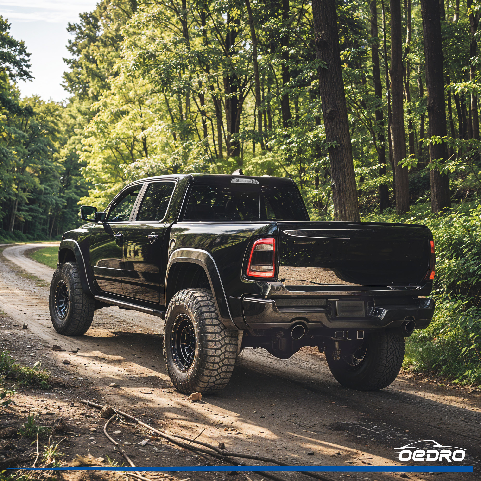 Side view of OEDRO Floor Mats for 2019-2024 Dodge Ram 1500 New Body Crew Cab (NOT for Classic Models), Front Row Bucket Seats, with Under Seat Storage Box