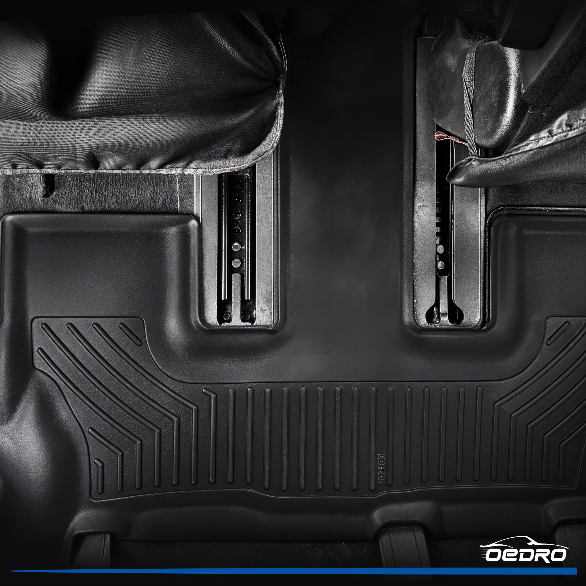 Side view of OEDRO Floor Mats Liner Set with Backrest for 2020-2025 Kia Telluride EX SX  Models 7 & 8 Seats, with 2nd Bucket Seats Without Center Console