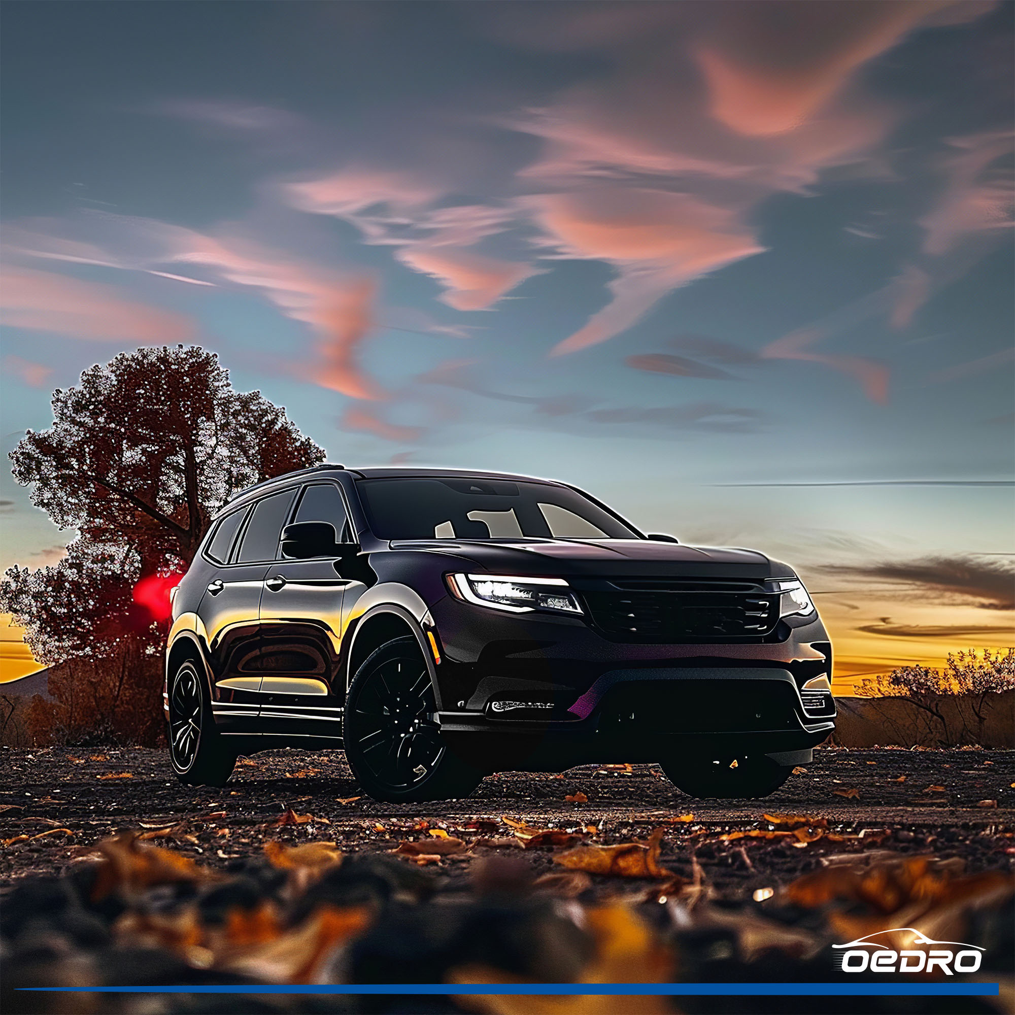 Side view of OEDRO Floor Mats for 2019-2025 Honda Passport, Black TPE All-Weather Guard Custom Fit Liner Set