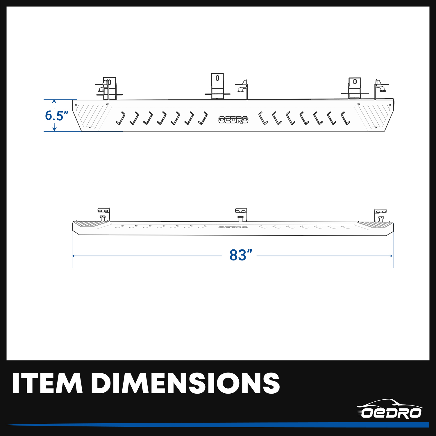 Side view of OEDRO® Running Boards for 2009-2018 Dodge Ram 1500 Crew Cab, 2010-2024 Ram 2500/3500, 2019-2024 Dodge Ram 1500 Classic Crew Cab(Excl. 2019-2023 New Bo