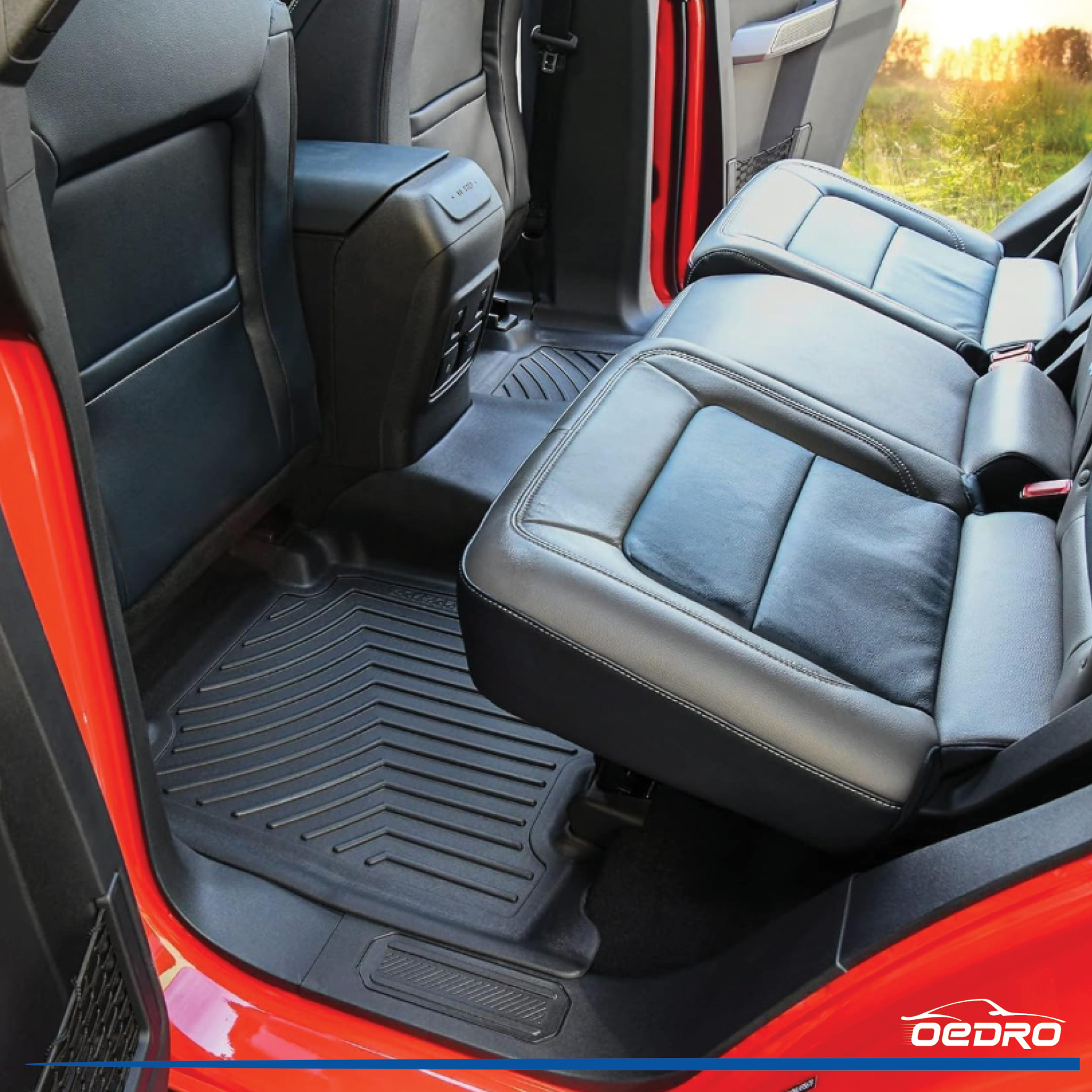 Side view of OEDRO Floor Mats Fit for 2020-2025 Toyota Corolla Sedan, TPE All Weather Custom Fit Corolla Sedan Accessories Car Mats Includes Front & Rear 2 Row, Bl