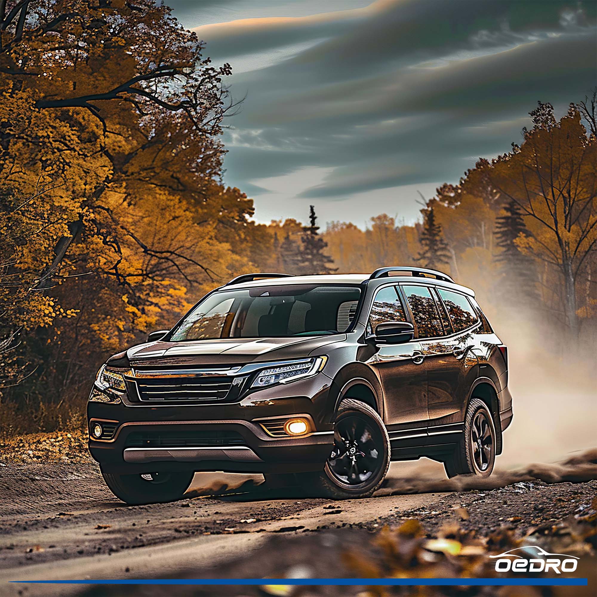 Side view of OEDRO Floor Mats for 2019-2025 Honda Passport, Black TPE All-Weather Guard Custom Fit Liner Set